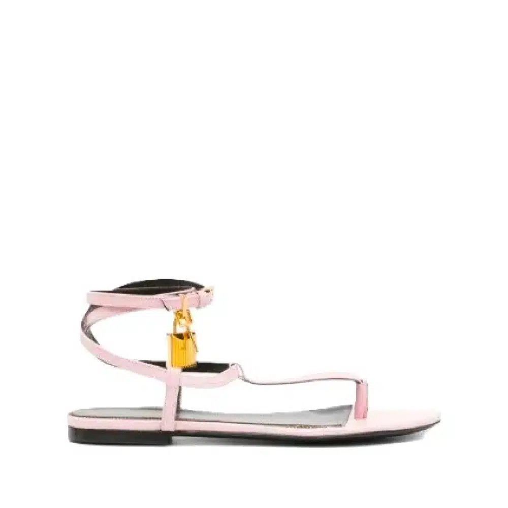 Tom Ford o1loc1c0625 W3217 Padlock Flat Sandals in Pink Pastel Size US 8 / IT 38 - 1 Preview