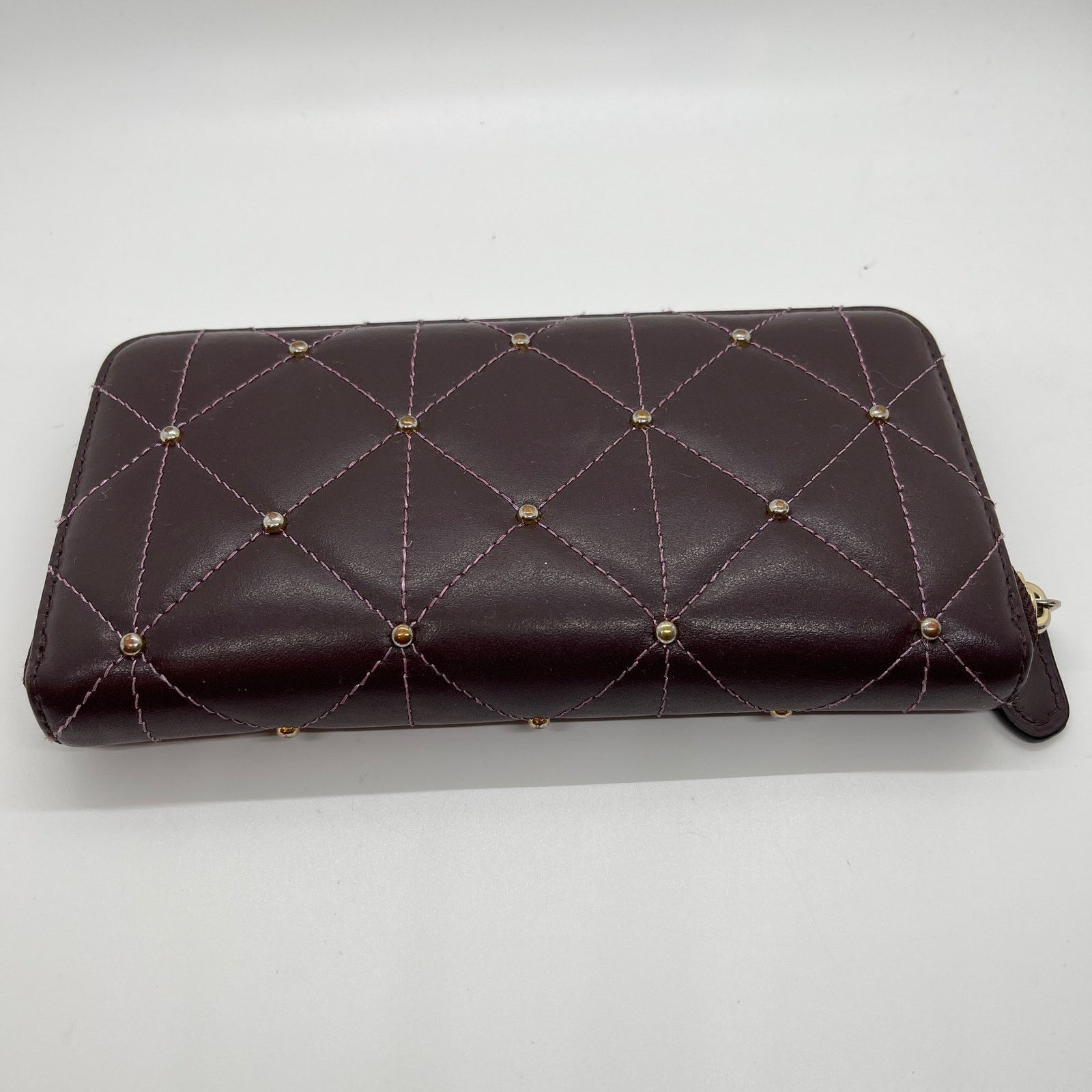 Coach Coach Accordion Zip Wallet Quilted Design Brown Studs Size ONE SIZE - 4 Thumbnail