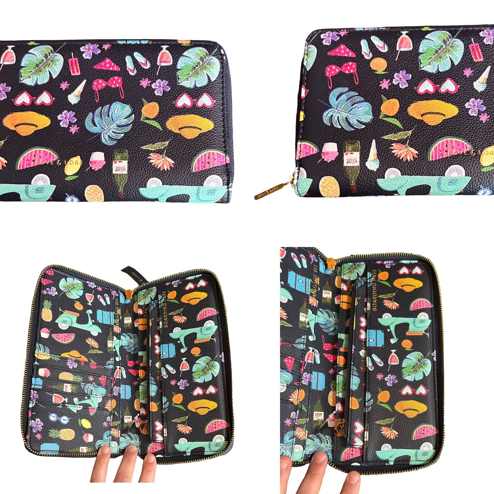 Vintage Love & Lore Travel Documents Foldover Wallet Tropical Vacation Print Women’s NWT Wristlet Credit Card Folding Blue Geometric Tropic Theme Women Size ONE SIZE - 10 Thumbnail
