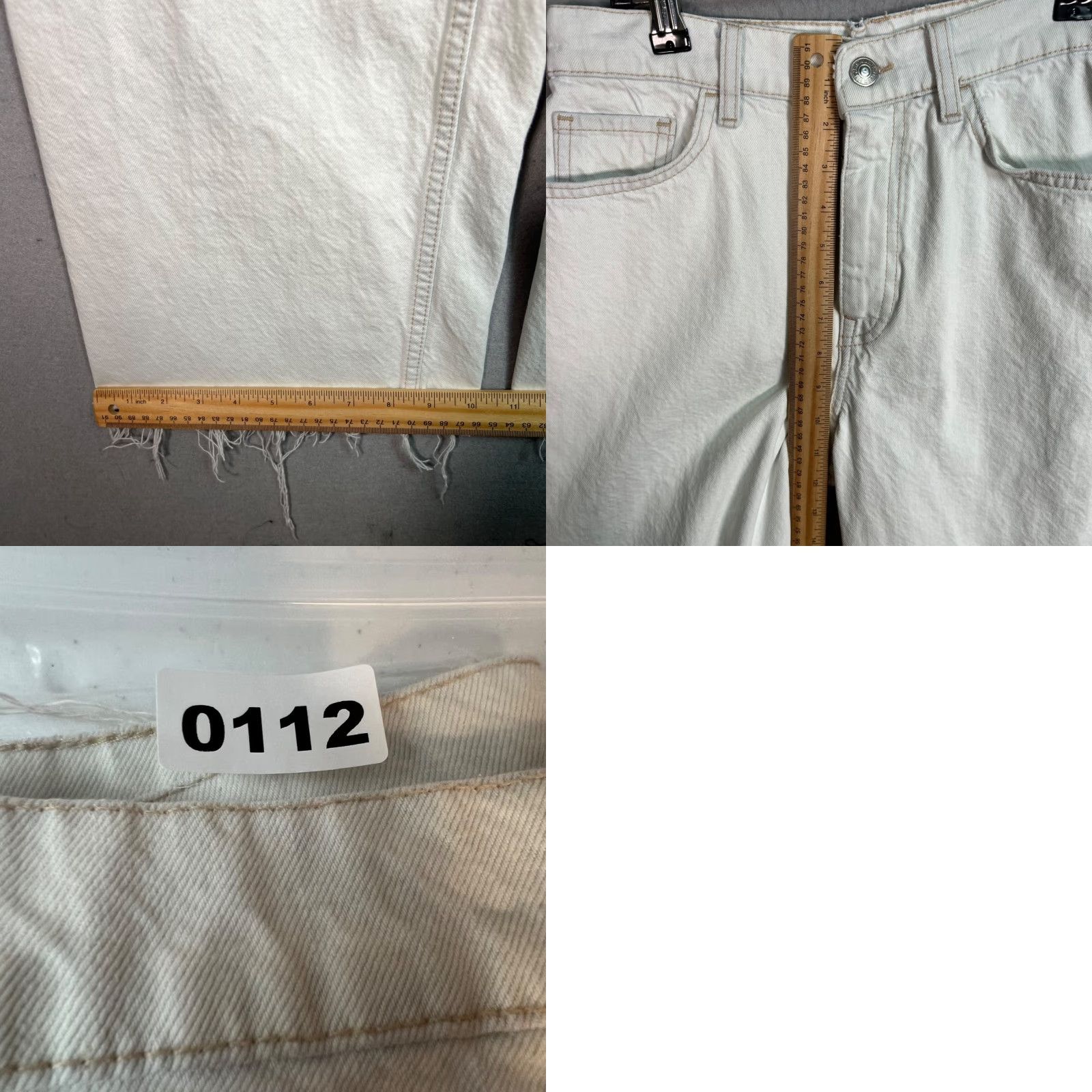 Mango Mango MNG Womens Jeans Straight Leg White Cotton High-Waisted Frayed Hem Size 4 Size 27" / US 4 / IT 40 - 8 Thumbnail