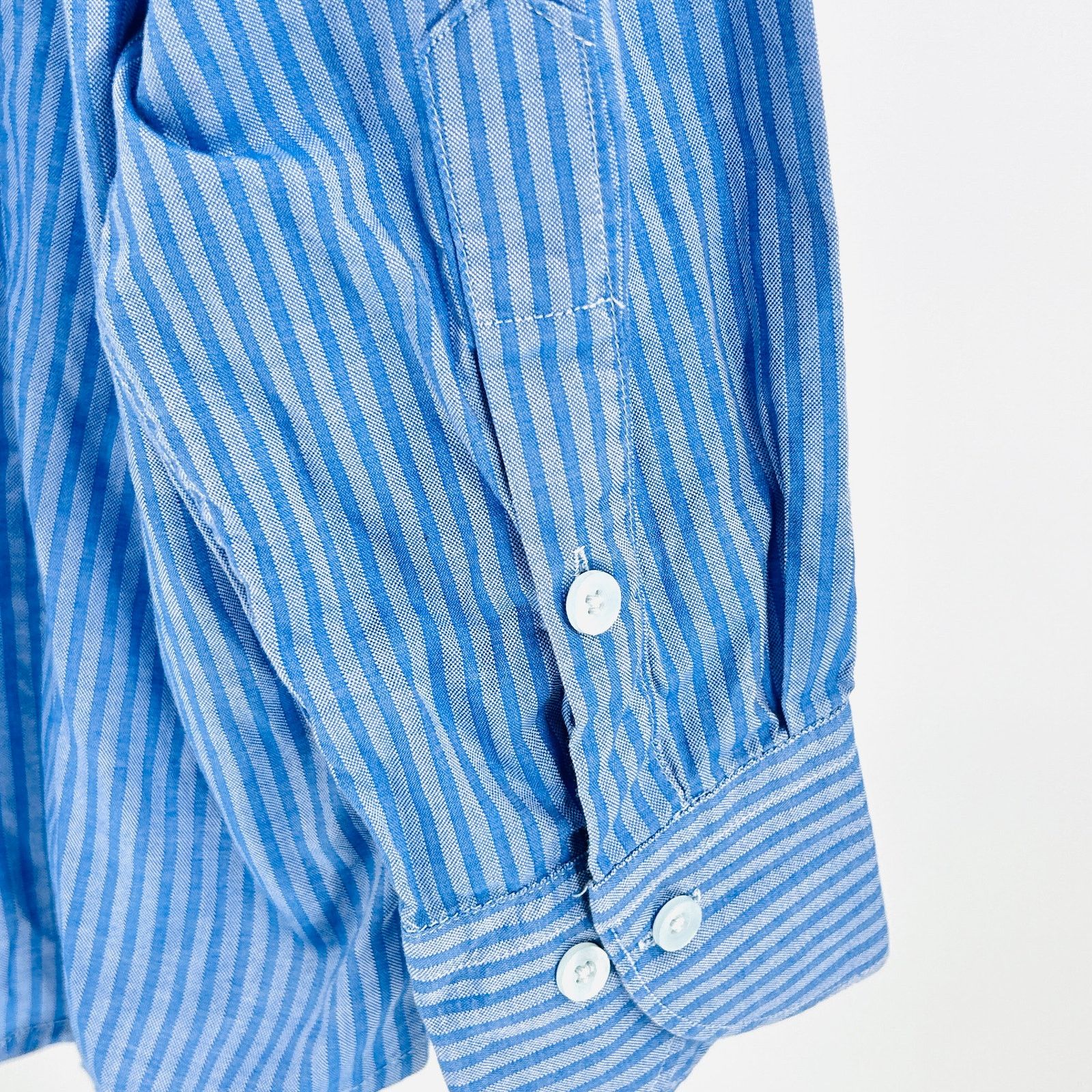 Rochas Blue White Thin Striped Cotton Button Down Dress Shirt Size US L / EU 52-54 / 3 - 5 Thumbnail