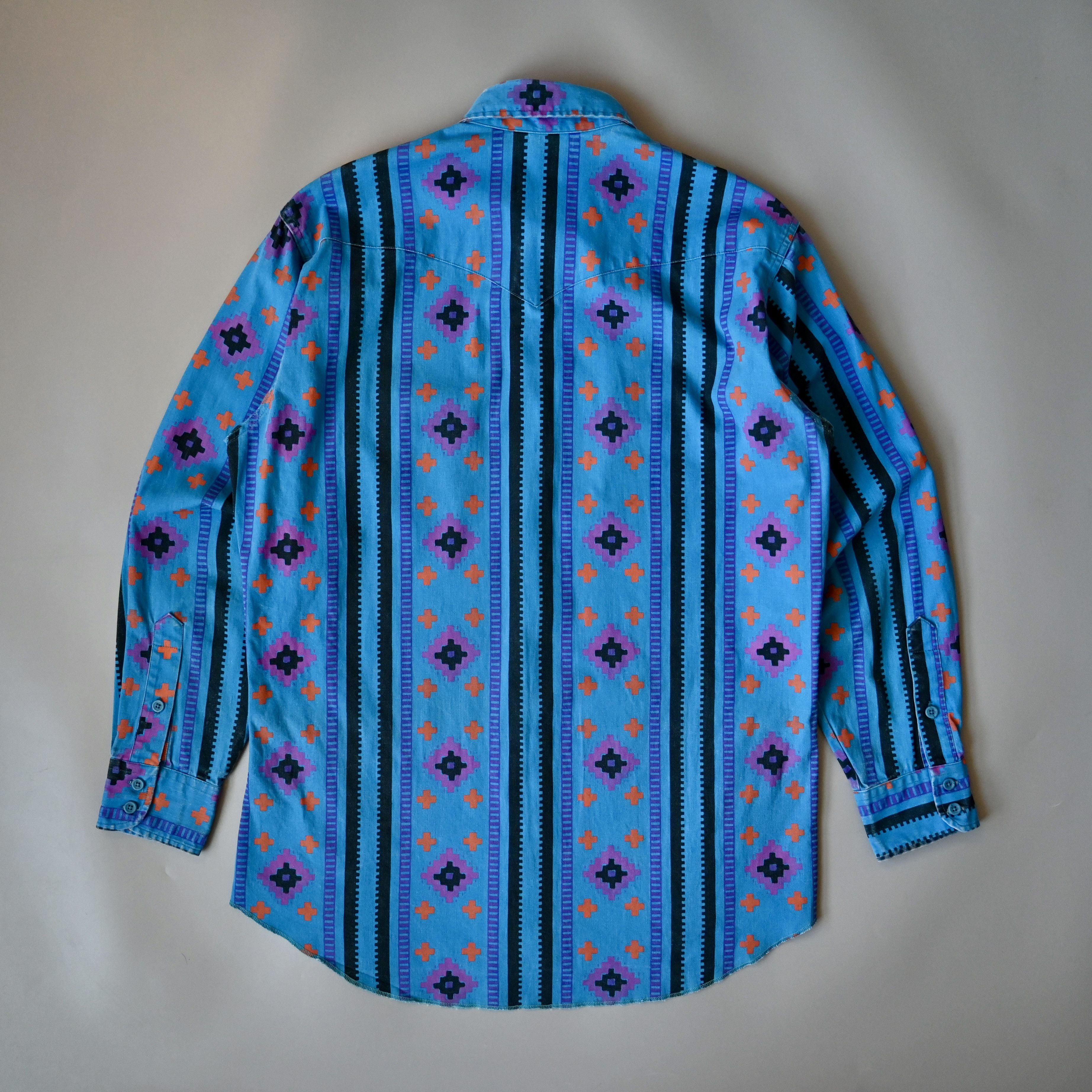 Vintage VTG Wrangler brushpopper Aztec Navajo stripe shirt 15.5 - 33 Size US M / EU 48-50 / 2 - 4 Thumbnail