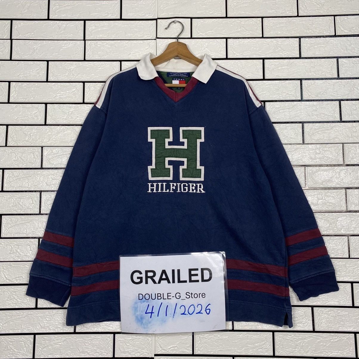 Japanese Brand 📌Vintage Polo Rugby Collar Sweatshirt Tommy Hilfiger Rare Size US L / EU 52-54 / 3 - 1 Thumbnail