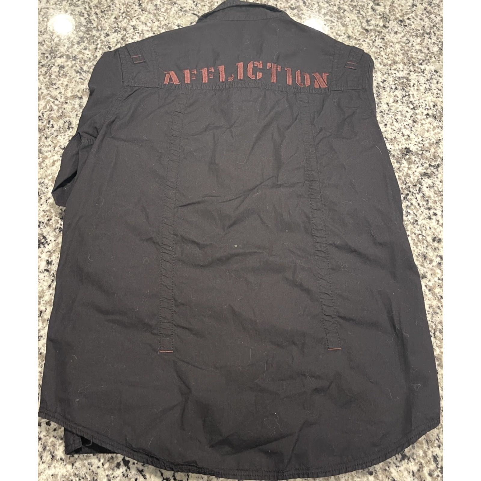Affliction Affliction Shirt Mens S Black Button-Up Army Military Patch Embroidered Pockets Long Sleeve Skull Rock Army Theme 2020s Men or Women Size US S / EU 44-46 / 1 - 7 Thumbnail
