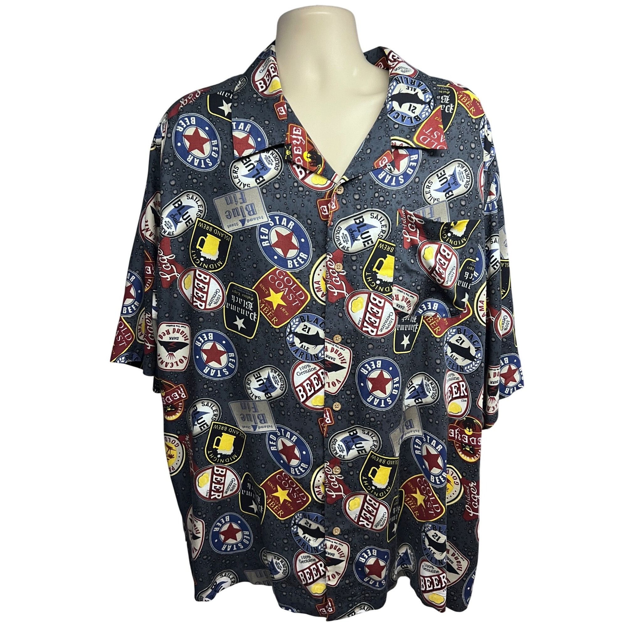 Vintage George Mens Vintage Retro Beer Blue Button Up Camp Shirt 3XL Size US XXL / EU 58 / 5 - 1 Thumbnail