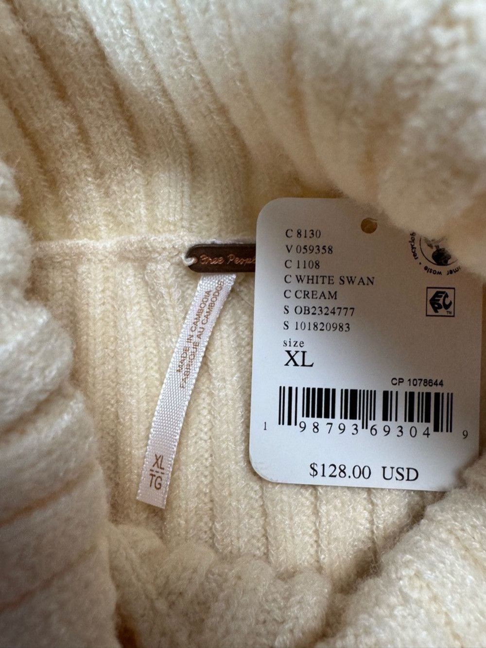 Free People NWT New $128 Free People Millie Sweater Mini Dress In White Size XL / US 12-14 / IT 48-50 - 6 Thumbnail