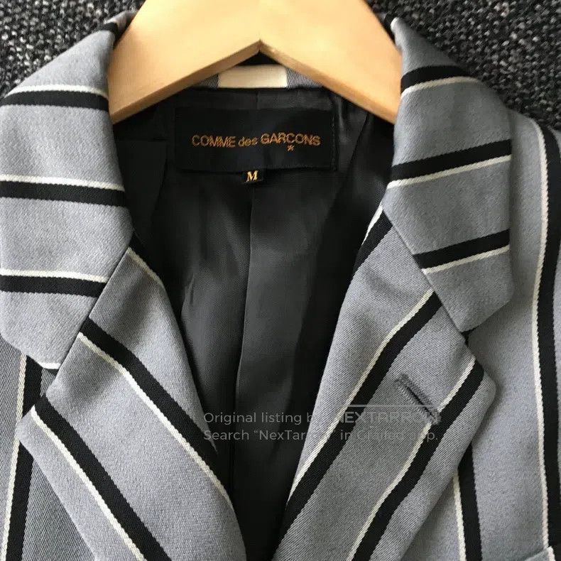 Comme des Garcons Comme Des Garcons Gray Striped Lace Design Blazer Top Size M / US 6-8 / IT 42-44 - 4 Thumbnail