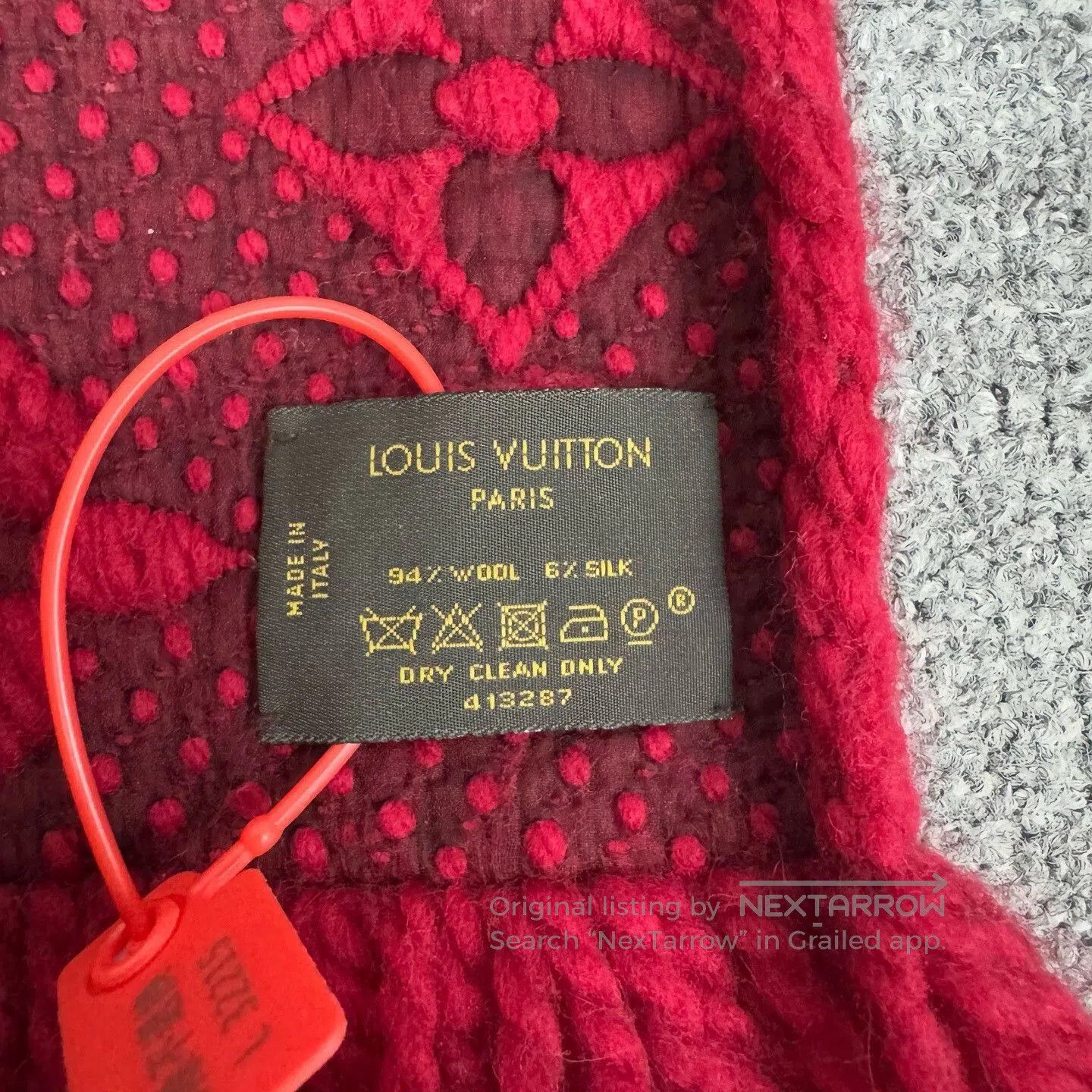 Louis Vuitton louis vuitton red wool logo scarf. Size ONE SIZE - 4 Thumbnail
