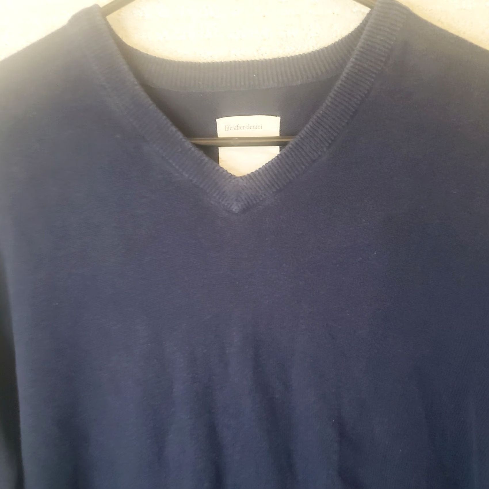 Denime Life After Denim Navy Blue V-Neck Pullover Sweater L Cotton Men Shirt/ Sweater Size US L / EU 52-54 / 3 - 3 Thumbnail