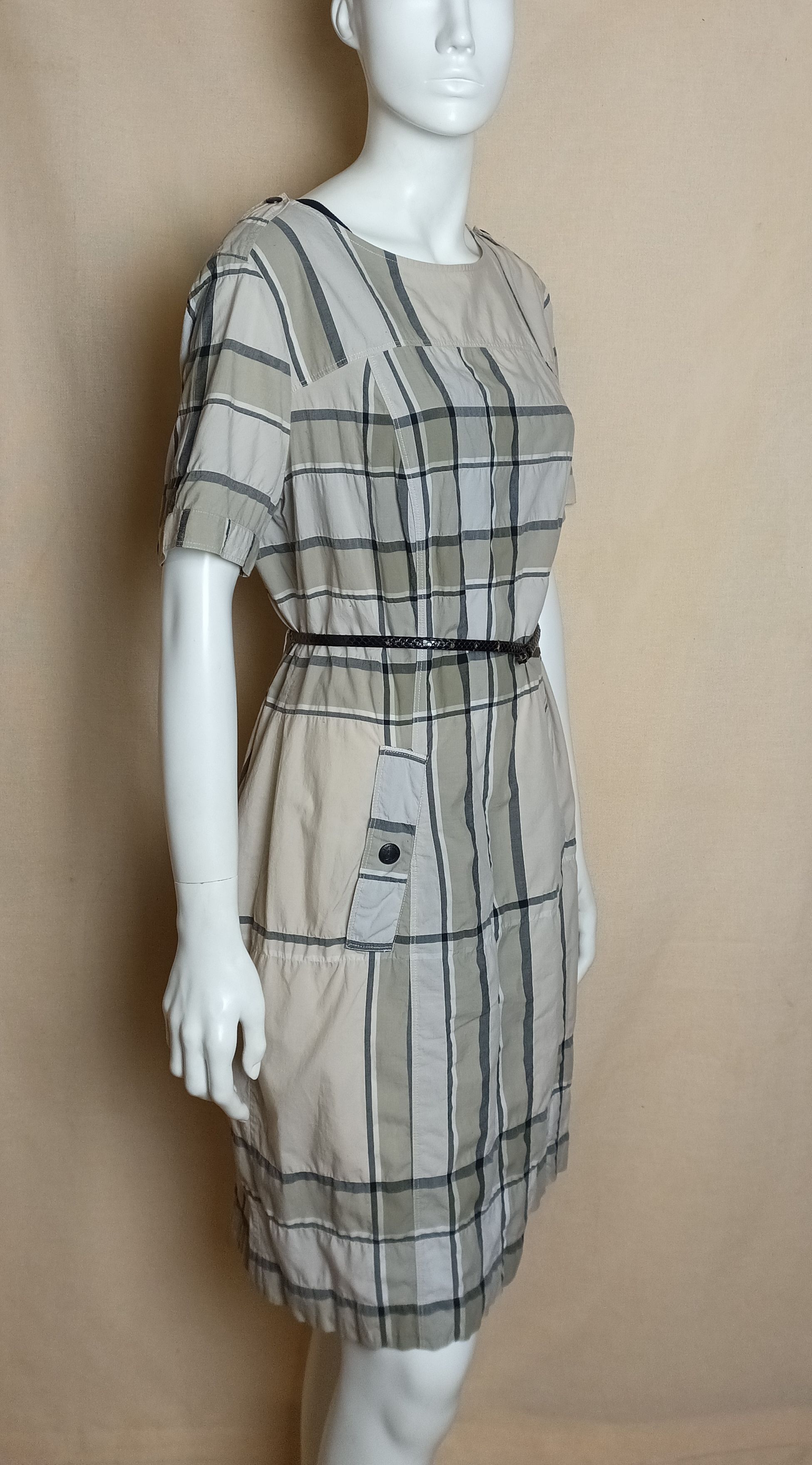 Burberry Burberry Brit Kristie Dress Nova Check Plaid Beige Grey US12 Size L / US 10 / IT 46 - 5 Thumbnail