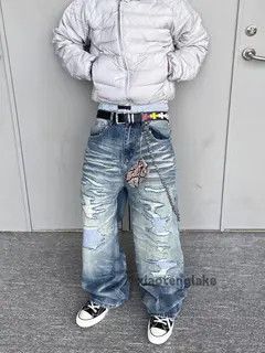 VIBE Vintage draped washed distressed loose jeans Size US 32 / EU 48 - 6 Thumbnail
