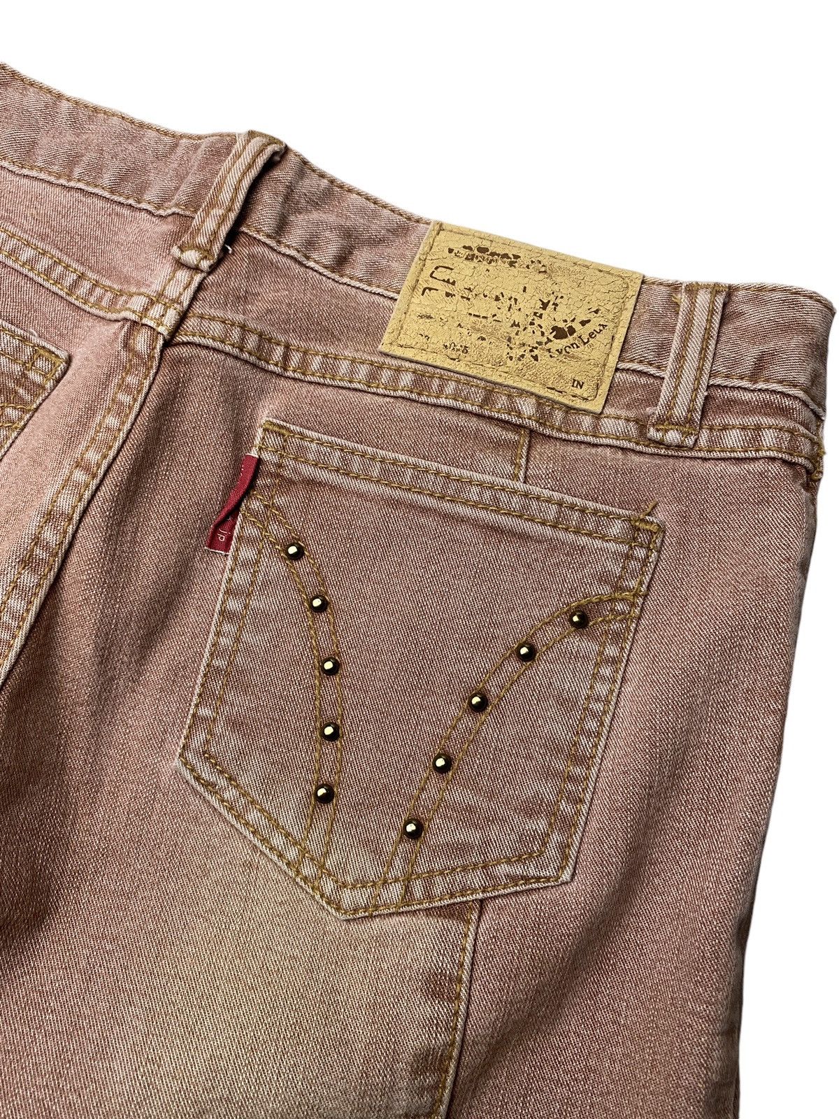 If Six Was Nine 2000's Lyon Deux Flared Studded Mudwash Jeans Size US 27 - 8 Thumbnail
