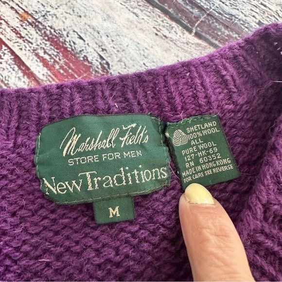 Vintage Vintage Marshall Fields 100% Shetland Wool Purple and Green Size US M / EU 48-50 / 2 - 5 Thumbnail
