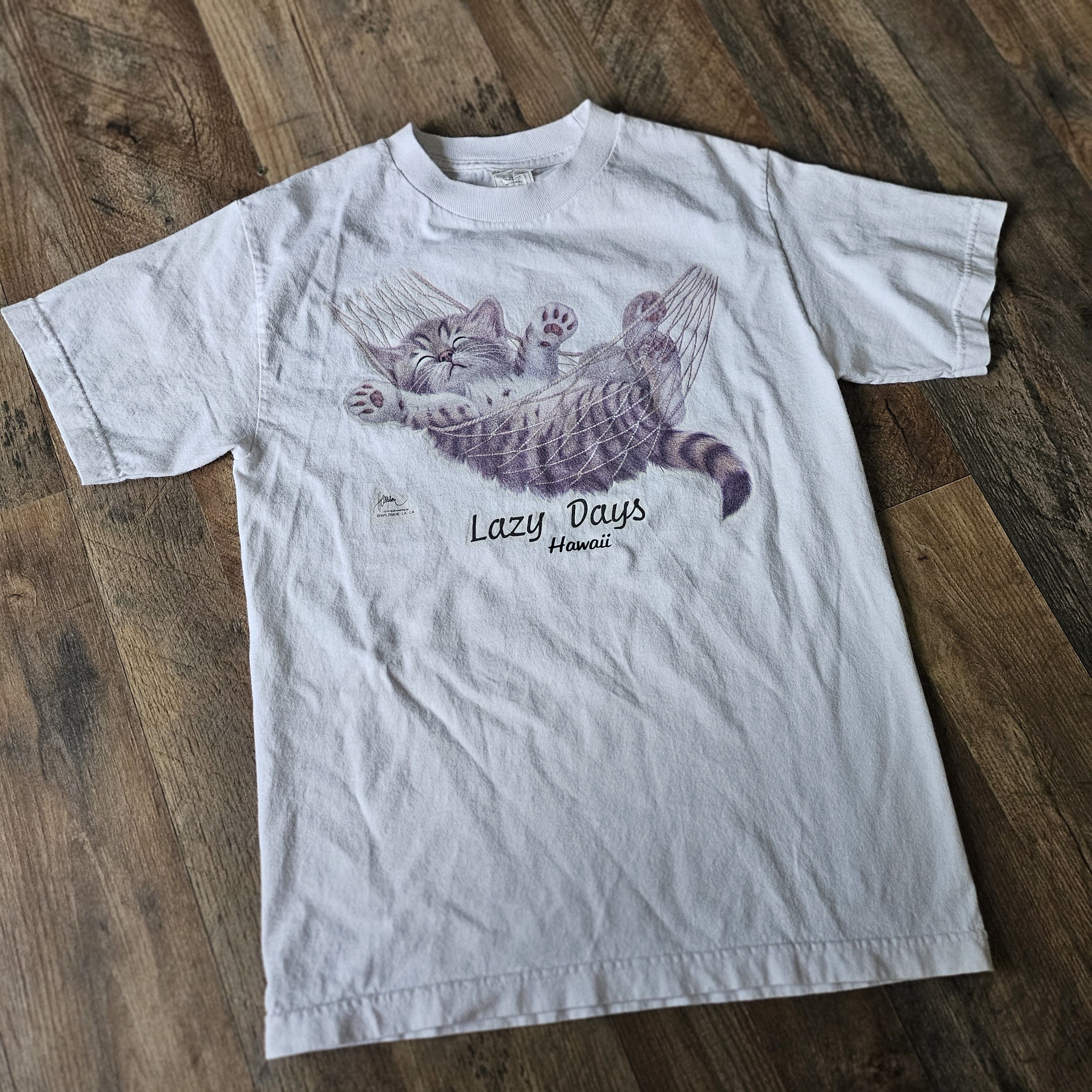 Vintage Vintage Hawaii Sleeping Kitty T Shirt. Size US S / EU 44-46 / 1 - 2 Thumbnail