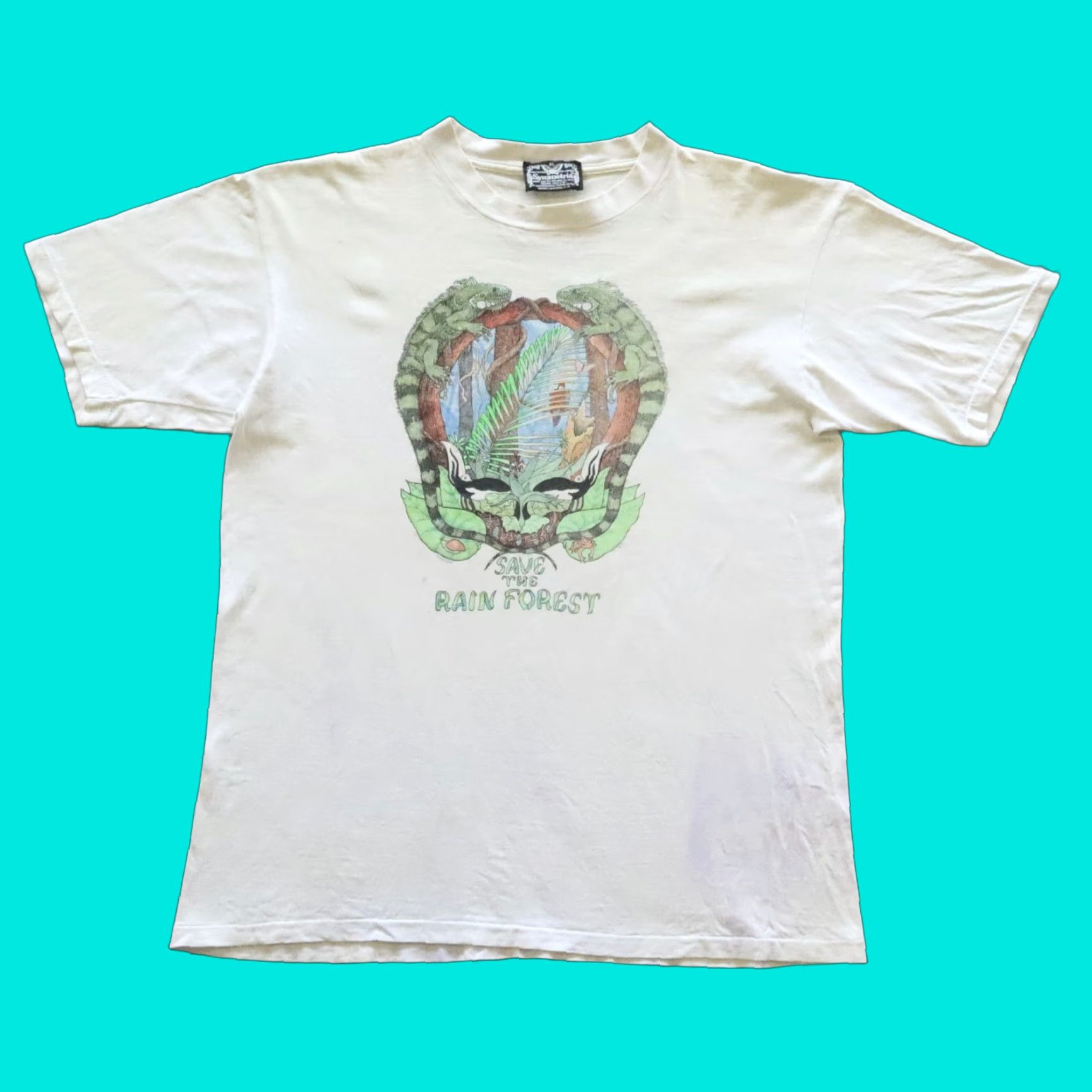 Vintage VINTAGE Grateful Dead Save The Rain Forest Tshirt XL White Mens T-Shirt 80s Concert Merchandise Size US XL / EU 56 / 4 - 1 Thumbnail