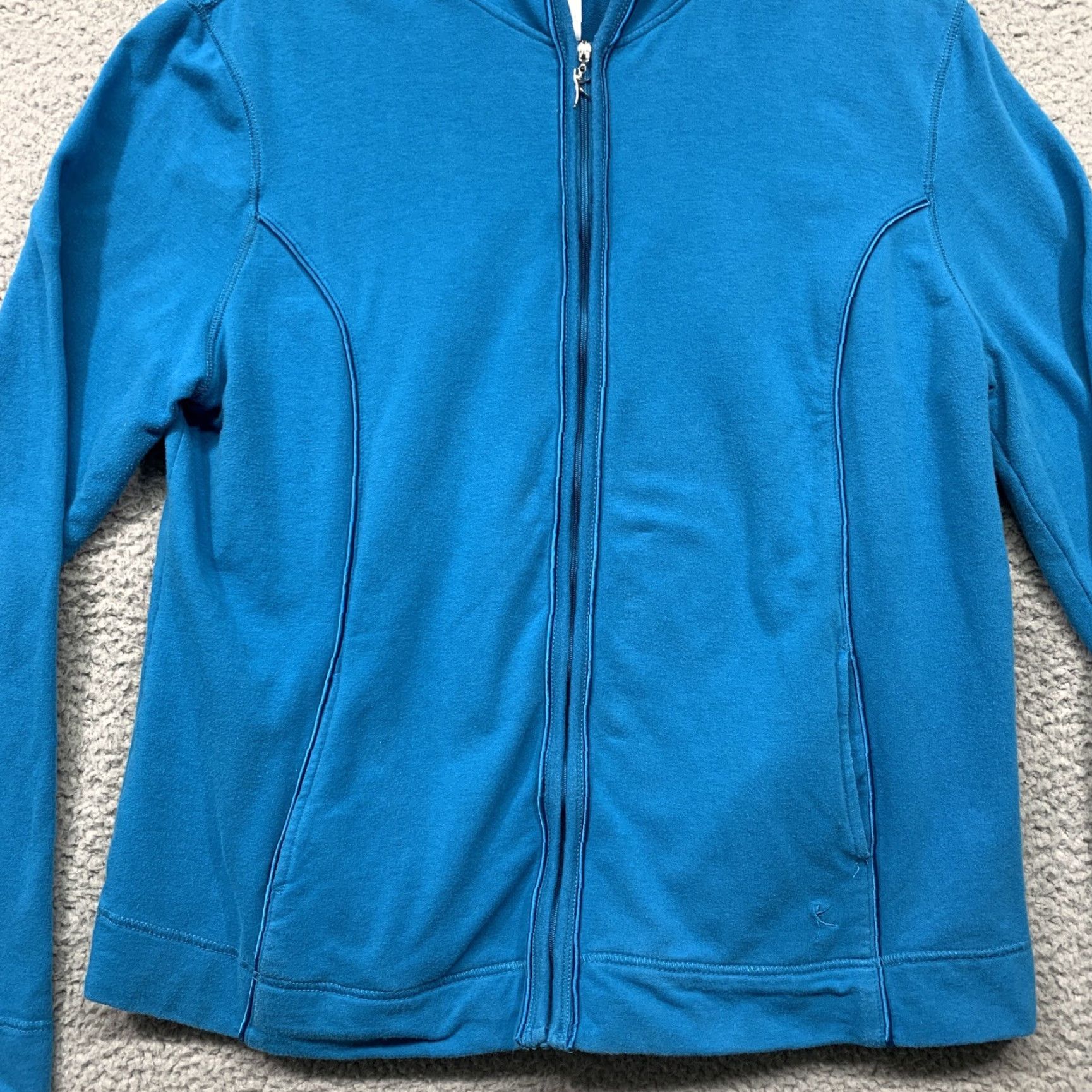 Vintage Danskin Now Hooded Jacket Women’s Athletic Size L Turquoise 2 Pockets Full Zip Size L / US 10 / IT 46 - 3 Thumbnail