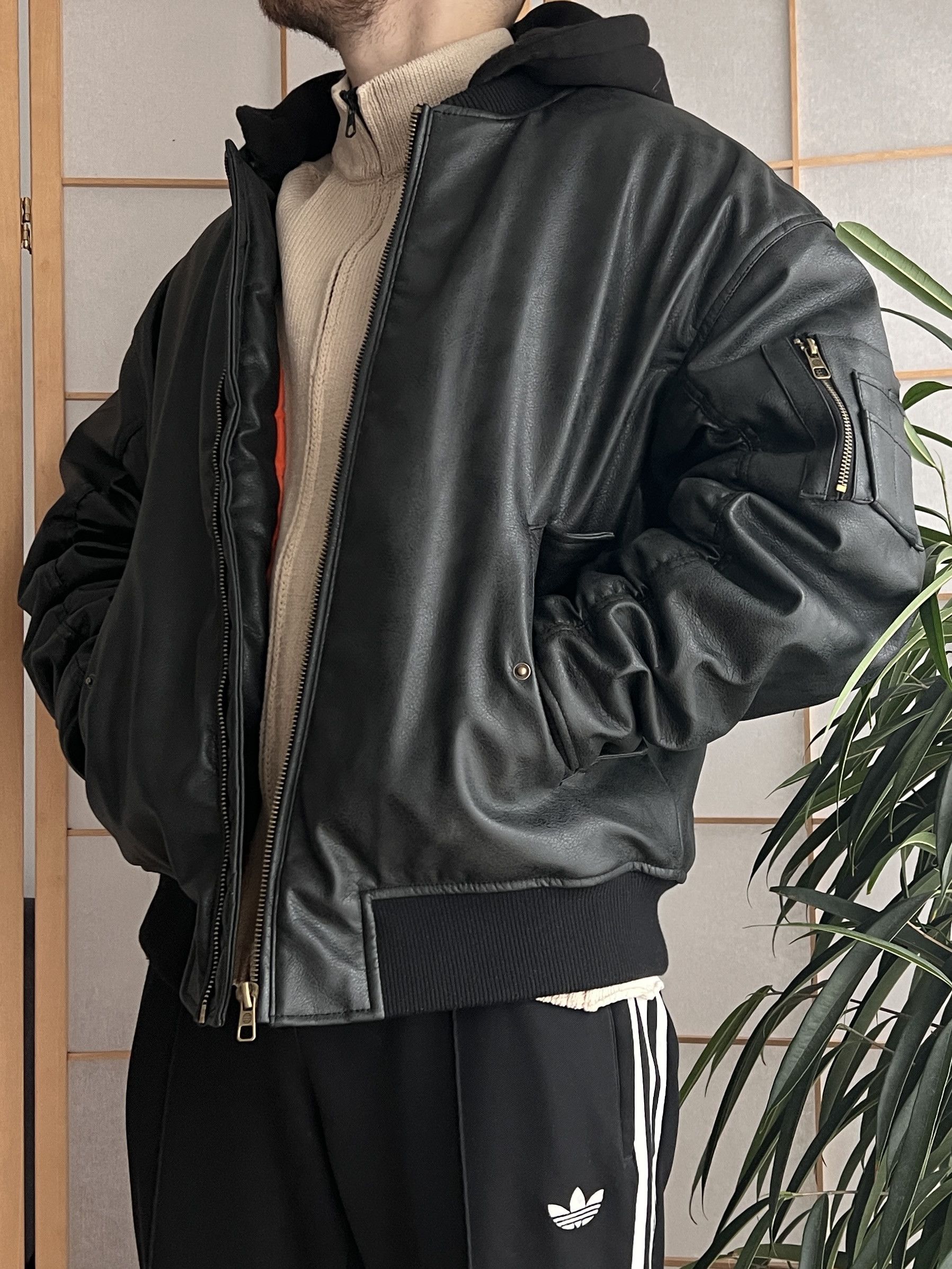 Hysteric Glamour MA-1 leather bomber jacket y2k baggy opium boxy flyer army Size US L / EU 52-54 / 3 - 14 Thumbnail