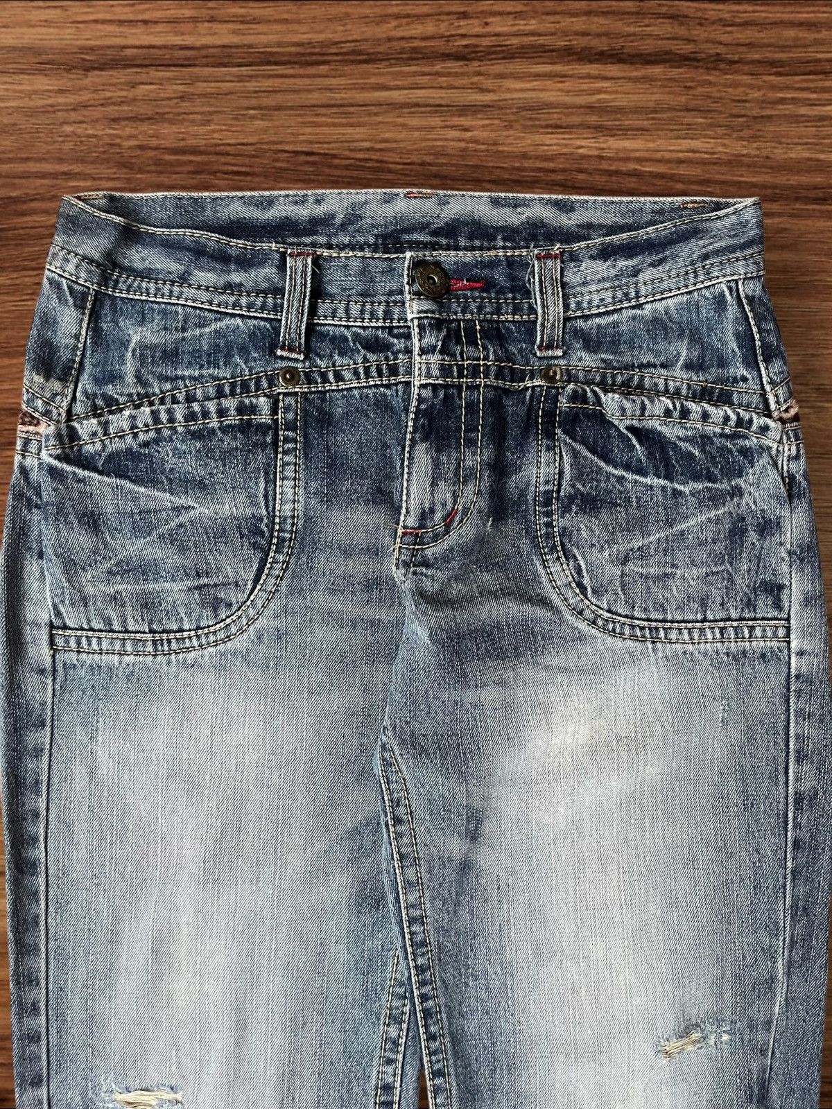 Hysteric Glamour × Japanese Brand Vintage Japanese Brand Blue Washed Distressed Leopard Jeans Size US 30 / EU 46 - 4 Thumbnail