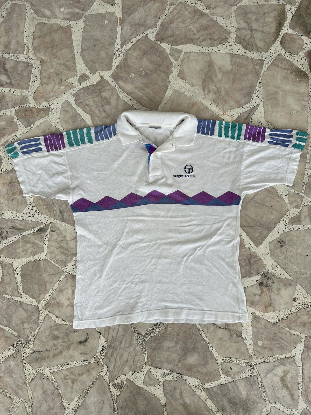 Sergio Tacchini Vintage sergio tacchinio White polo Tee Size US S / EU 44-46 / 1 - 1 Thumbnail