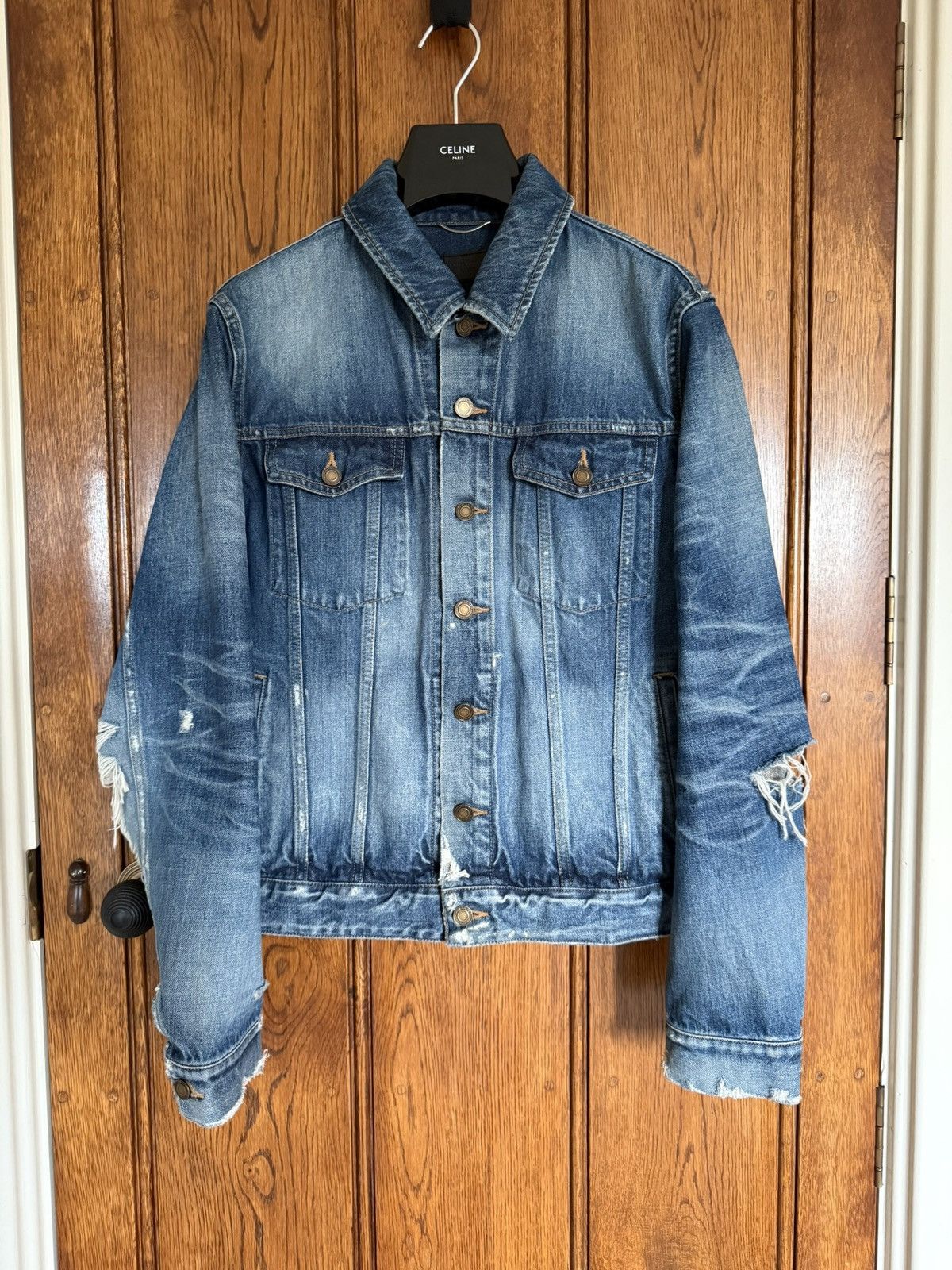 Saint Laurent Paris SS20 Saint Laurent crash denim jaket ripped thrashed grail L Size US L / EU 52-54 / 3 - 1 Thumbnail
