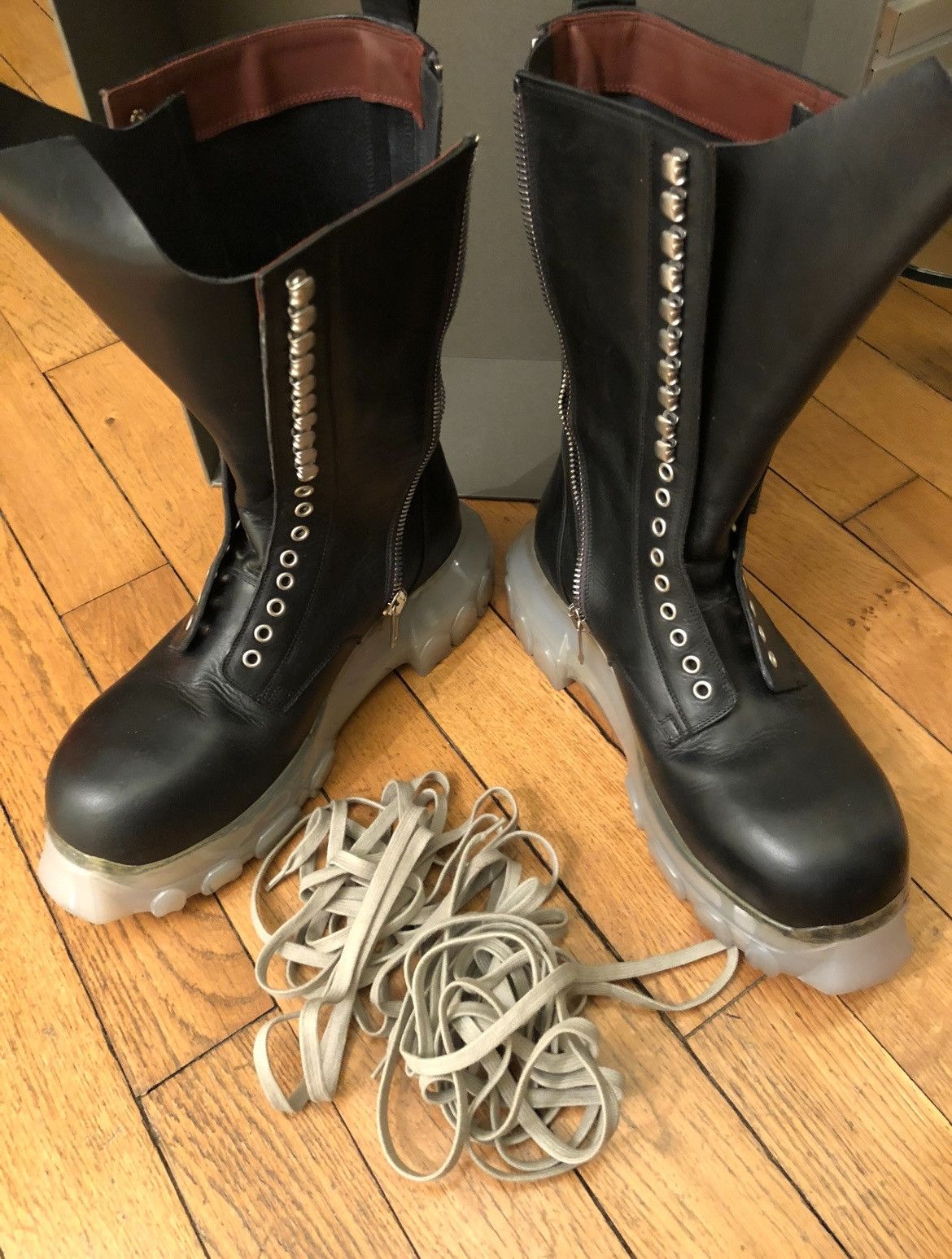 Rick Owens Mega Lace Bozo Tractor Boot Clear Sole New+Receipt Size US 10 / EU 43 - 2 Thumbnail