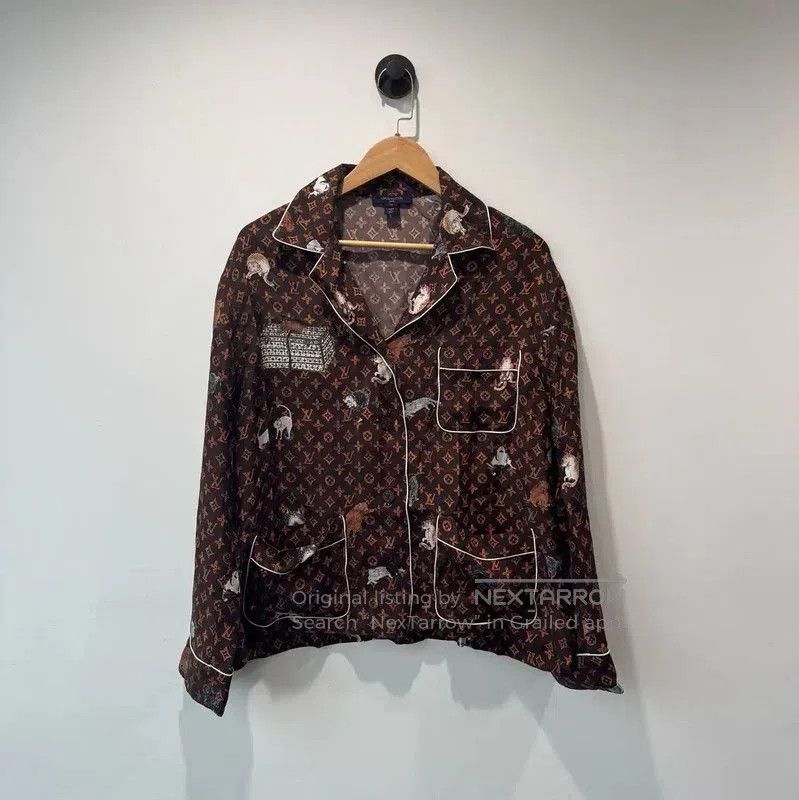 Louis Vuitton Louis Vuitton Silk Long Sleeve Shirt in Red. Size XL / US 12-14 / IT 48-50 - 1 Thumbnail