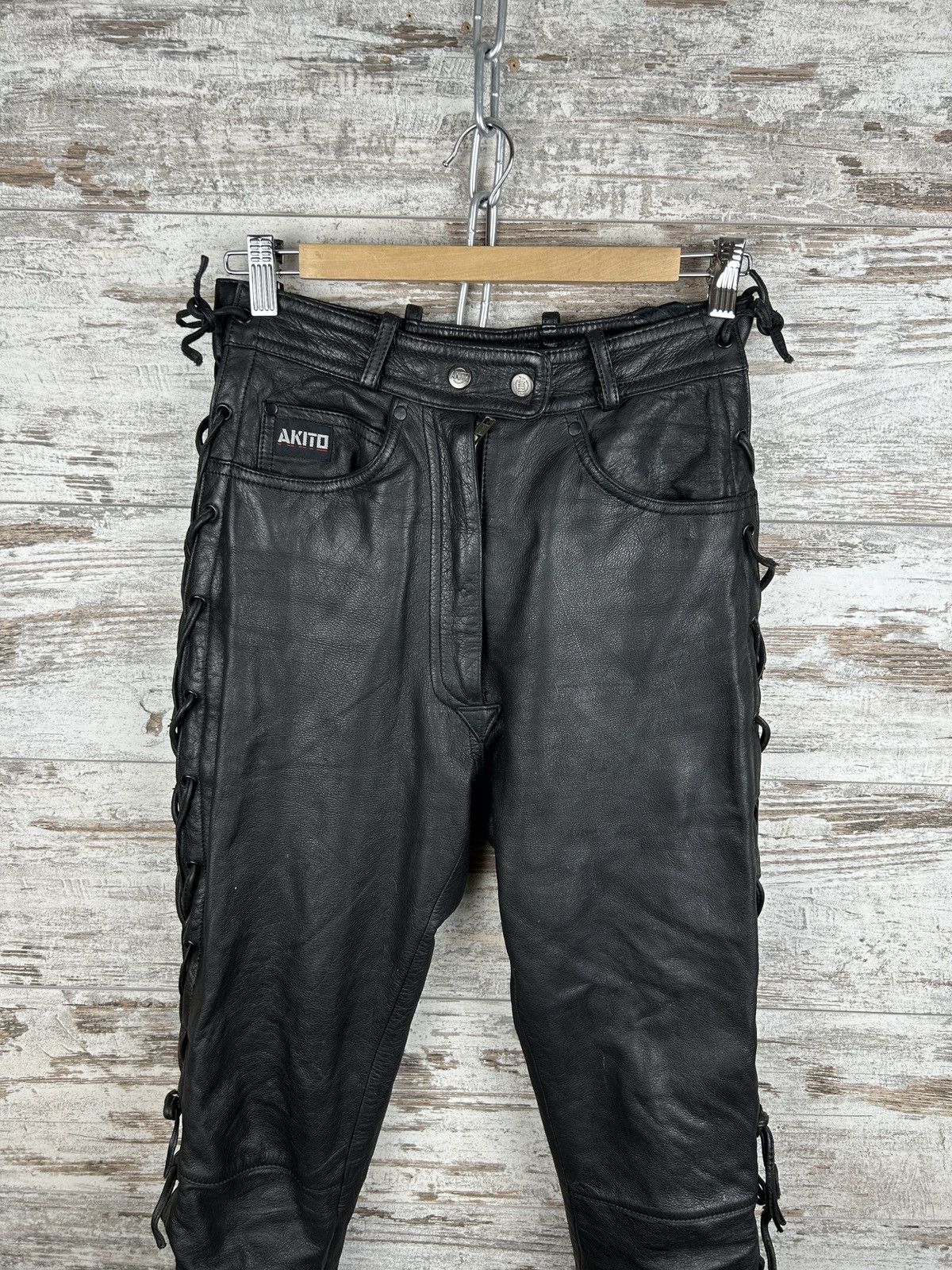 Leather Women’s Akito Leather pants stripes vintage rare buffalo y2k Size 29" - 3 Thumbnail