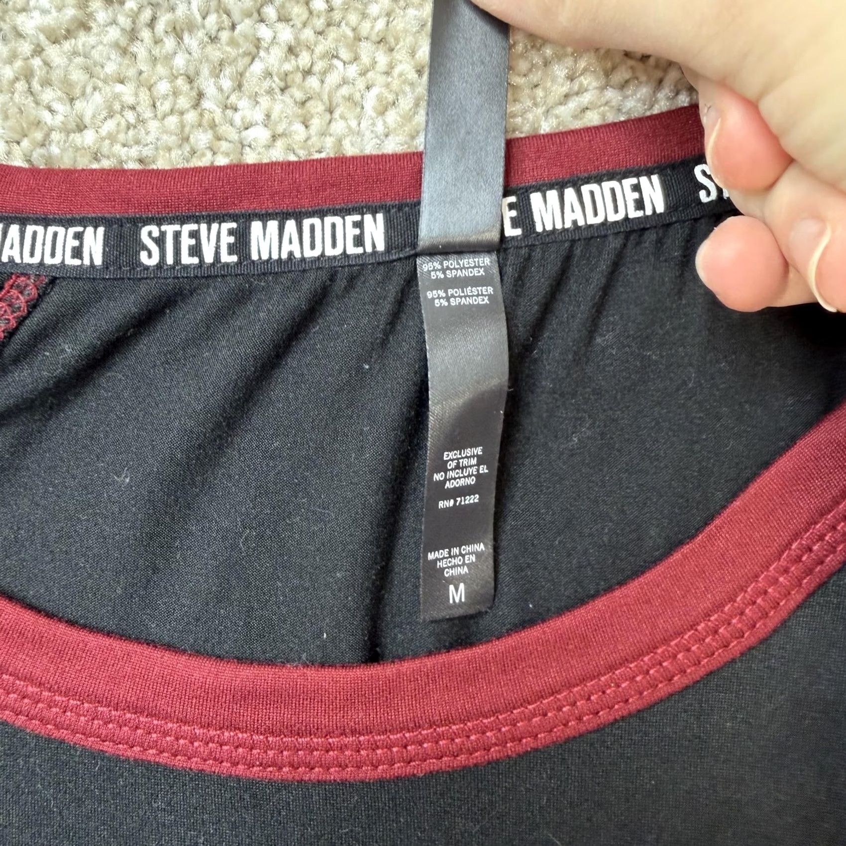 Steve Madden Steve Madden Shirt Womens M Black Burgundy Raglan Long Sleeve Jersey Top Size M / US 6-8 / IT 42-44 - 4 Thumbnail