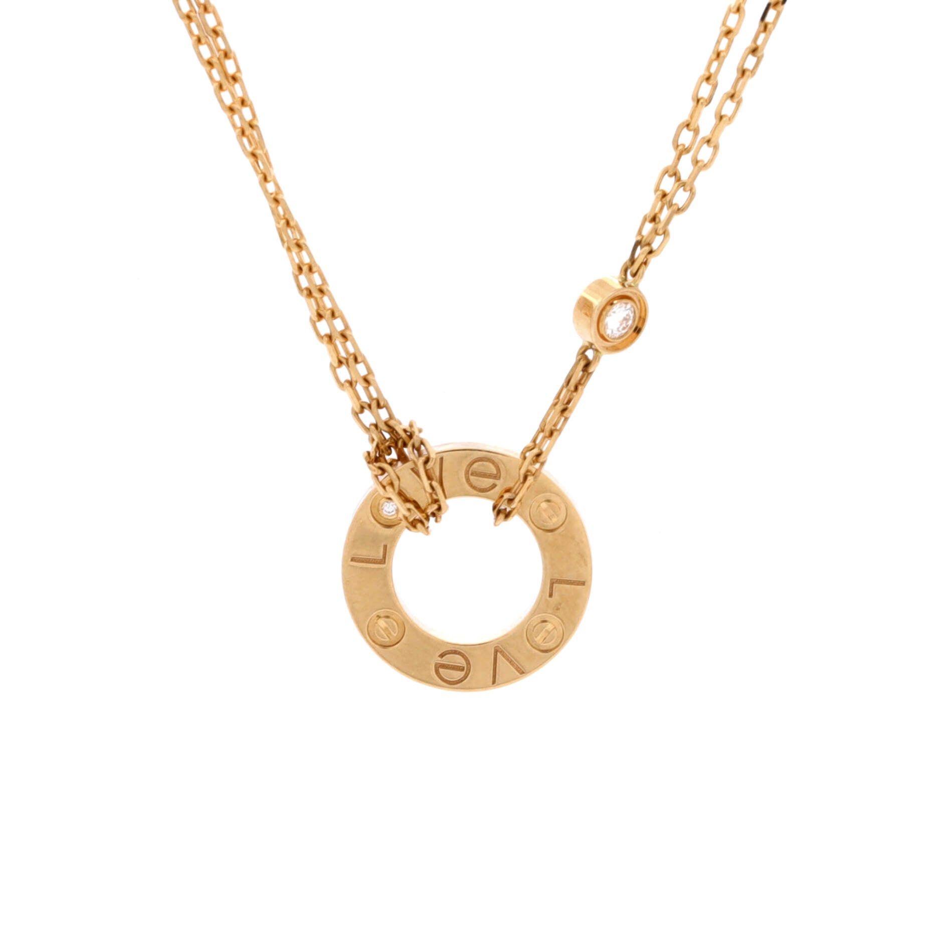 Cartier 2 Diamonds Love Pendant Necklace Size ONE SIZE - 1 Thumbnail