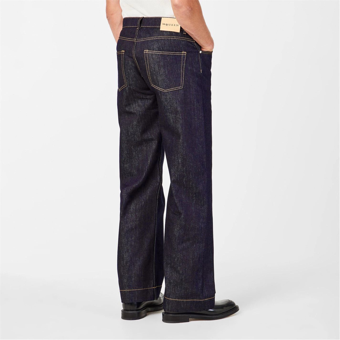 Alexander McQueen o1g2r1mq0326 Wide Leg Denim Jeans in Indigo Blue Size US 34 / EU 50 - 4 Thumbnail
