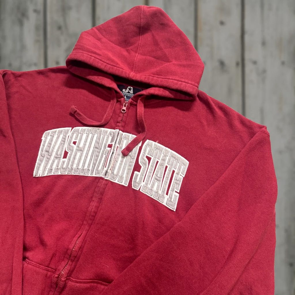 Vintage VINTAGE Washington State Full-zip Jacket Mens L Red Hooded 90s Embroidered Gray Sweatshirt Size US L / EU 52-54 / 3 - 1 Thumbnail