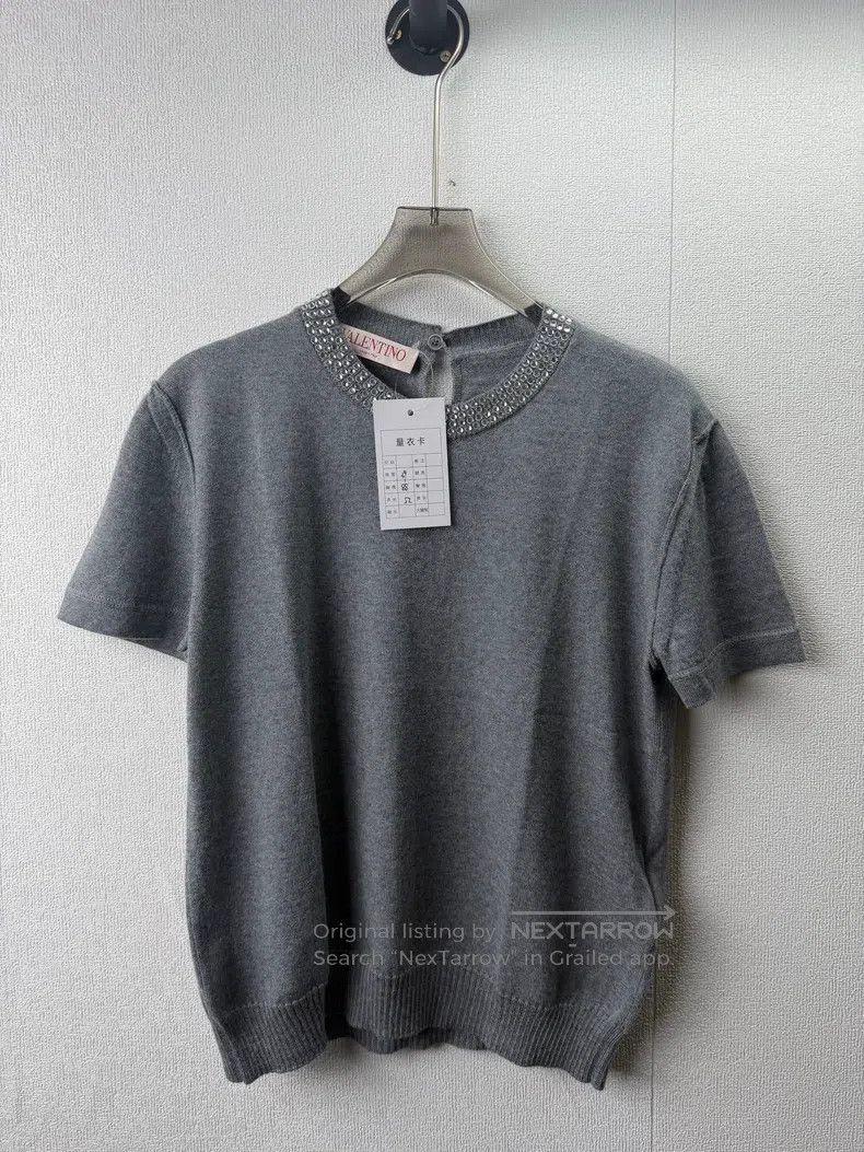 Valentino Valentino Grey knitted T-shirt Size L / US 10 / IT 46 - 1 Thumbnail
