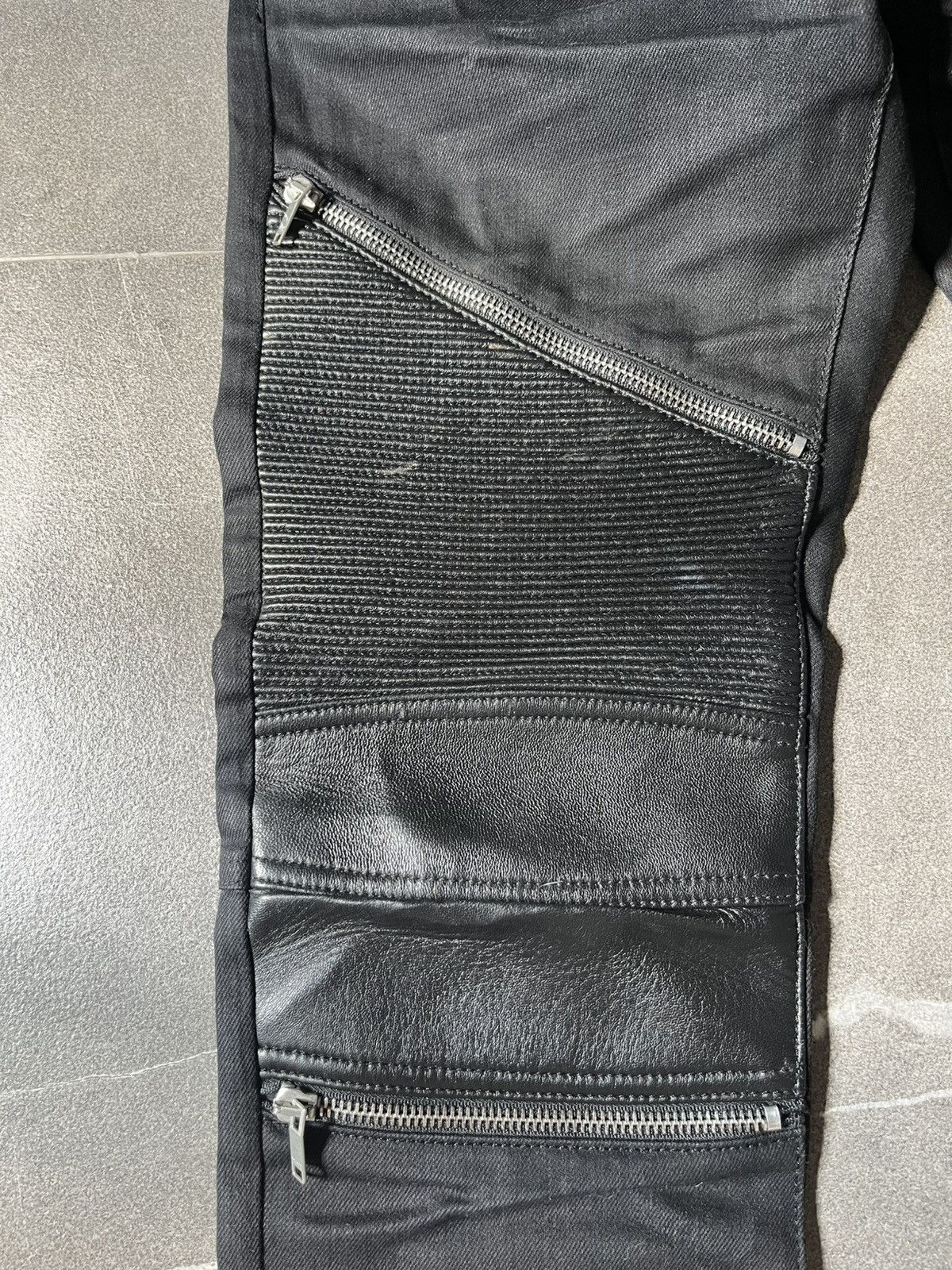 Saint Laurent Paris Saint Laurent Leather Panel Zipper Denim Size US 29 - 4 Thumbnail