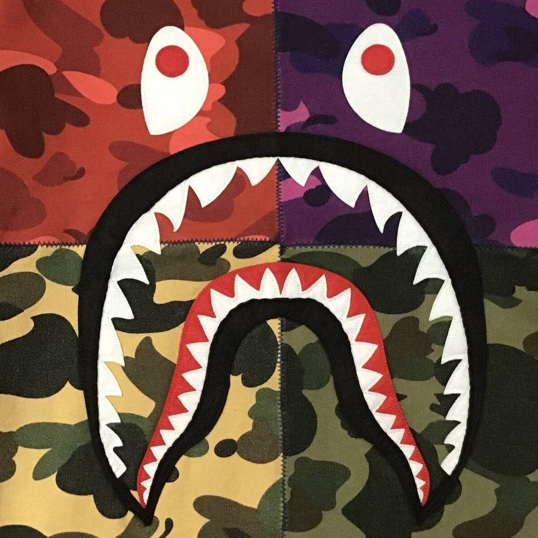 Bape BAPE Mix camo shark sweat shirt a bathing ape Size US M / EU 48-50 / 2 - 3 Thumbnail