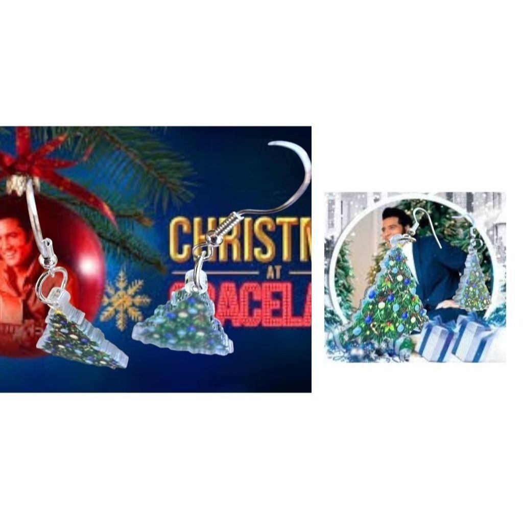Handmade Blue Christmas Tree Earrings New Ornaments Graceland Elvis M Size ONE SIZE - 6 Thumbnail