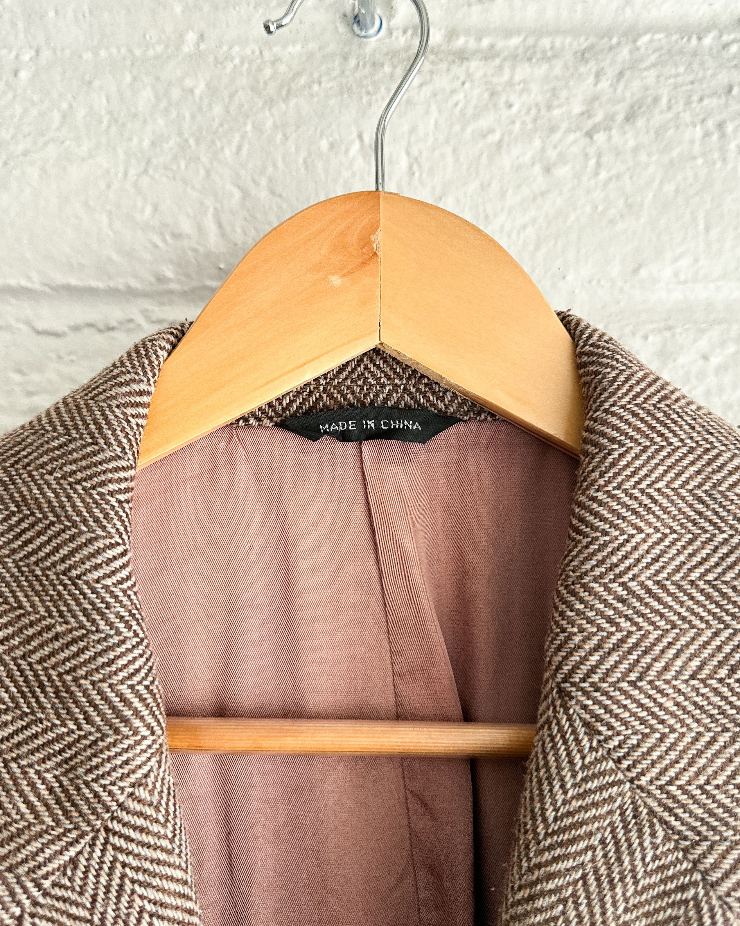 Vintage Vintage 90s Oakton Herringbone Tweed Blazer Suit Jacket 38R Size 38R - 4 Thumbnail