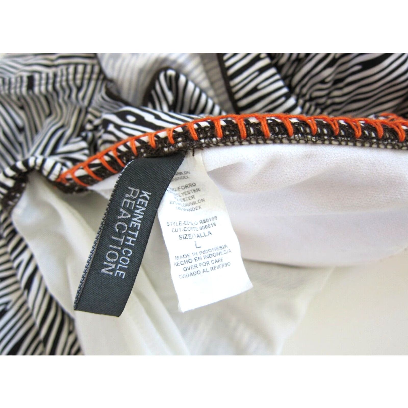 Kenneth Cole Kenneth Cole Black White Stripe Orange Halter One Piece Swimsuit Dress Large Women's Swimsuit Dress Size L / US 10 / IT 46 - 4 Thumbnail
