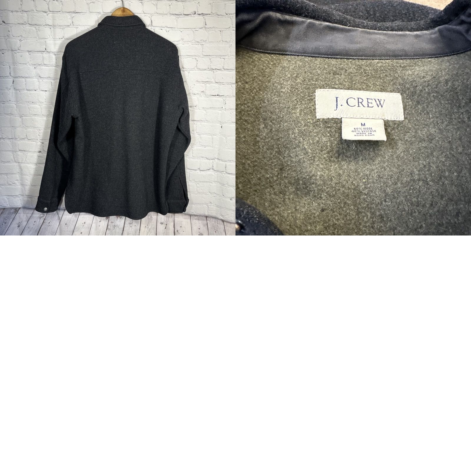 J.Crew VINTAGE J.CREW Shacket Shirt Mens Medium Gray Wool Snap Shacket Collared Pockets Heavyweight Outdoor Classic 90s (Hong Kong) Size US M / EU 48-50 / 2 - 8 Thumbnail