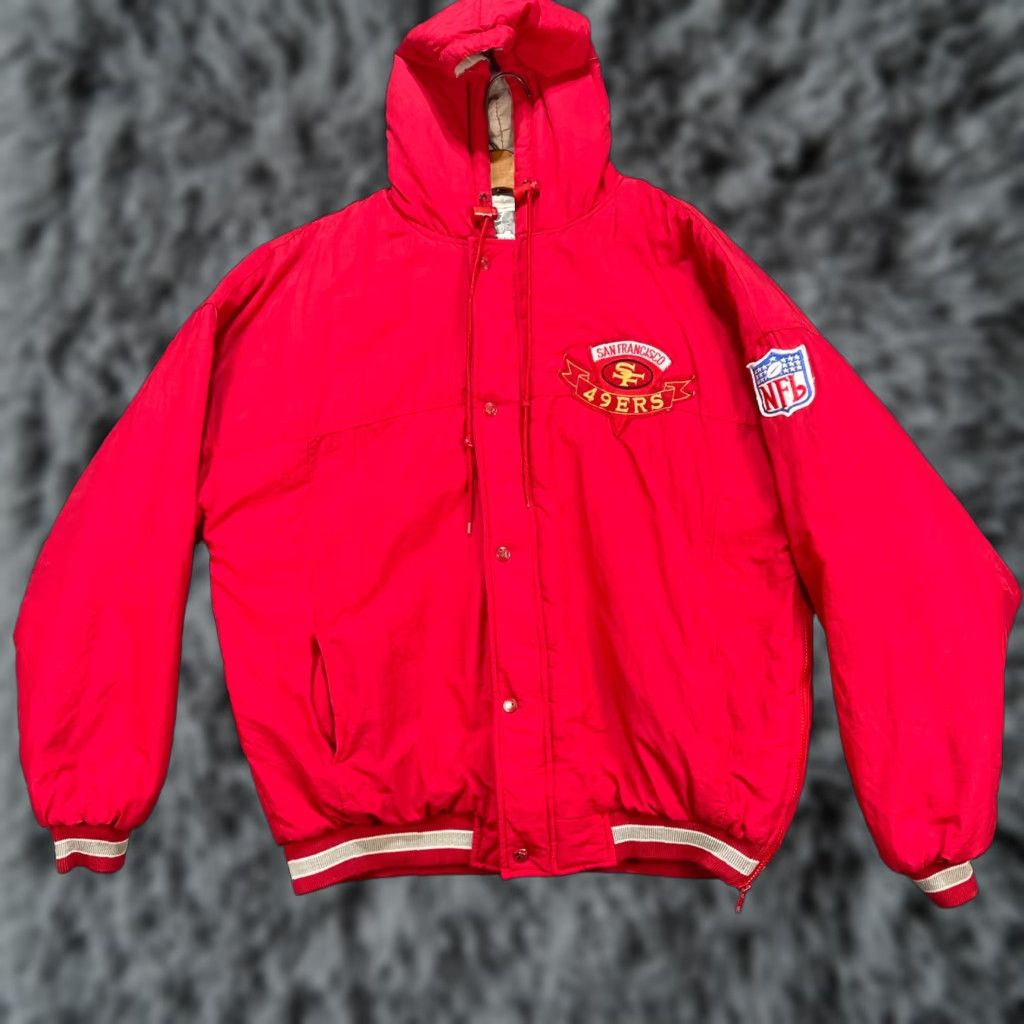 Vintage VINTAGE Hawk Activewear Sports San Francisco 49ers Hooded Jacket XL Red Puffer Jacket Mens Size US XL / EU 56 / 4 - 1 Thumbnail