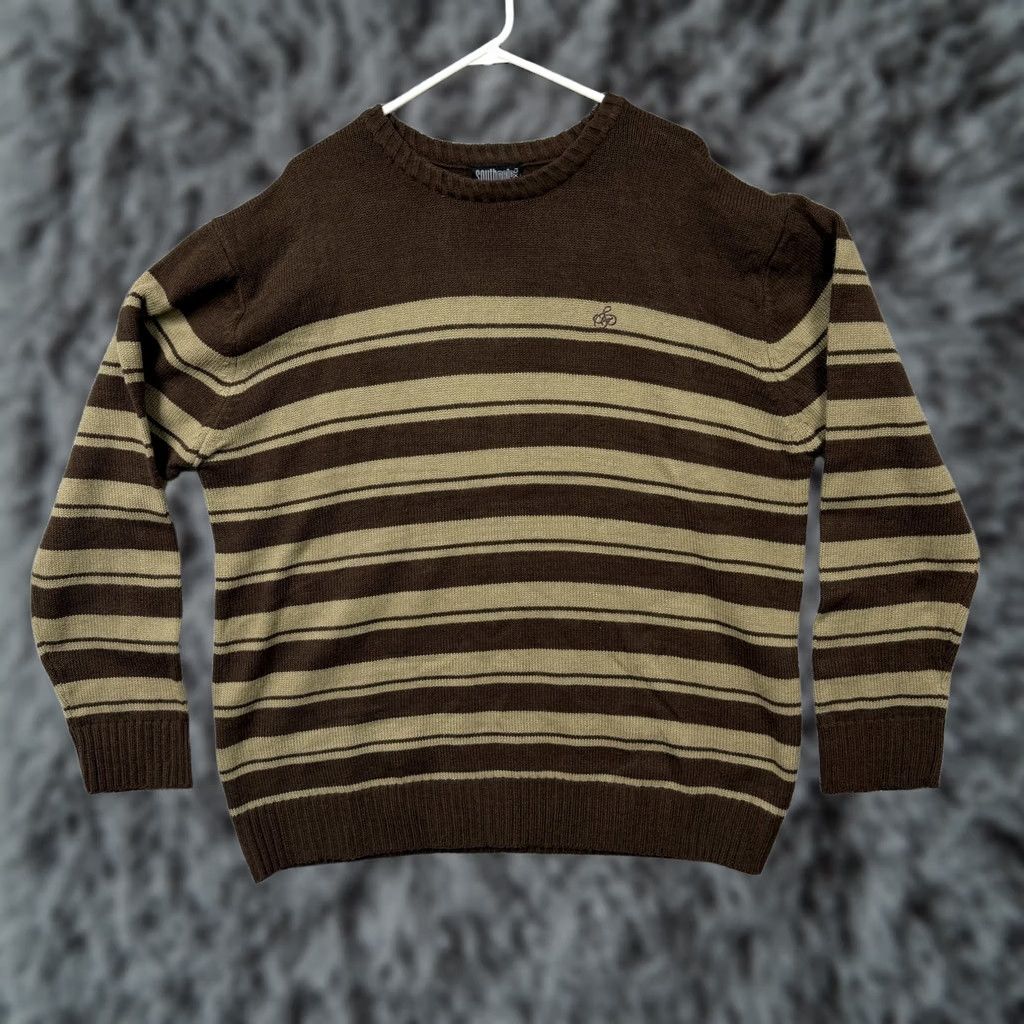 Southpole VINTAGE Southpole Sweater Shirt Mens 6XL Brown Tan Striped Crew Neck Knit Hip Hop Streetwear Y2K Grunge 90s Size US XXL / EU 58 / 5 - 1 Thumbnail