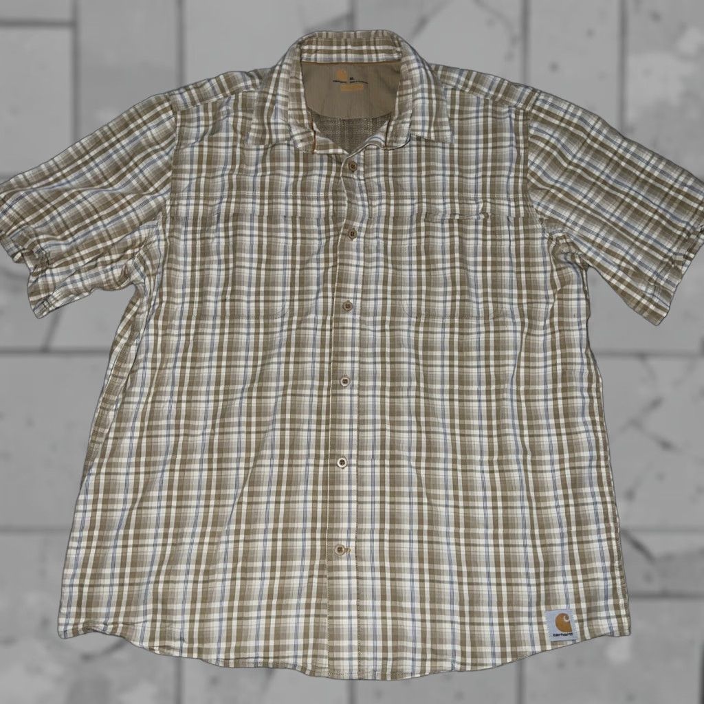 Carhartt Carhartt Beige Plaid Button Down Shirt Mens Size XL Size US XL / EU 56 / 4 - 1 Thumbnail