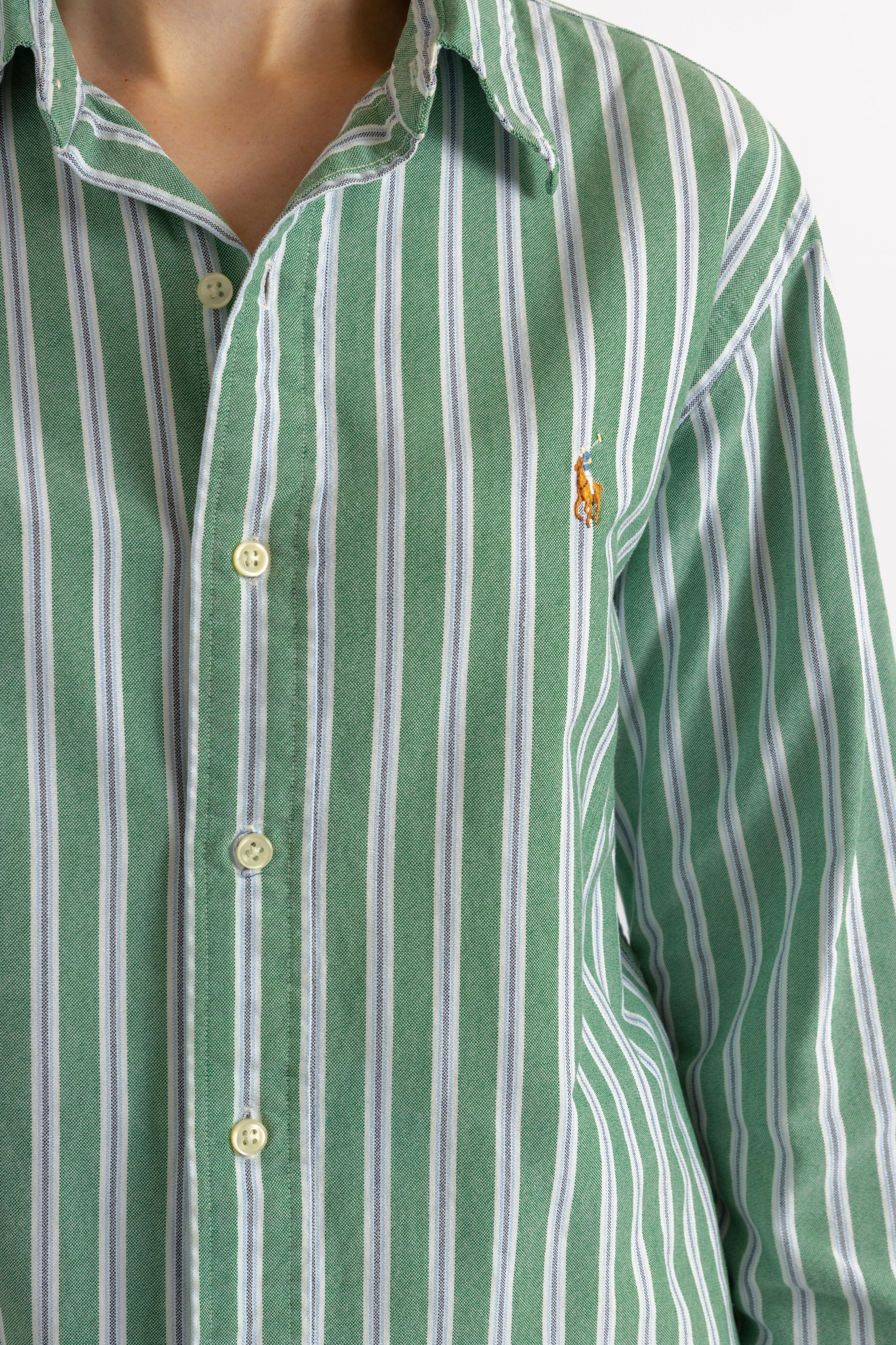 Ralph Lauren Woman Ralph Lauren Green Striped Candy Shirt 8697 Size M / US 6-8 / IT 42-44 - 9 Thumbnail