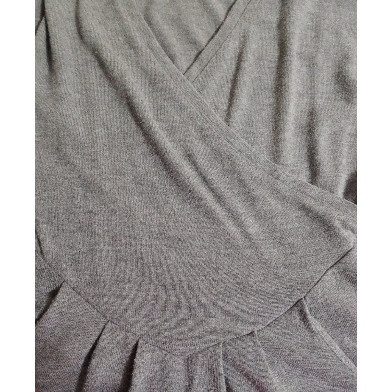 Vintage Derek Heart Dress Womens L Gray Faux Wrap Cap Sleeve Stretch Pockets V-Neck Size L / US 10 / IT 46 - 5 Thumbnail
