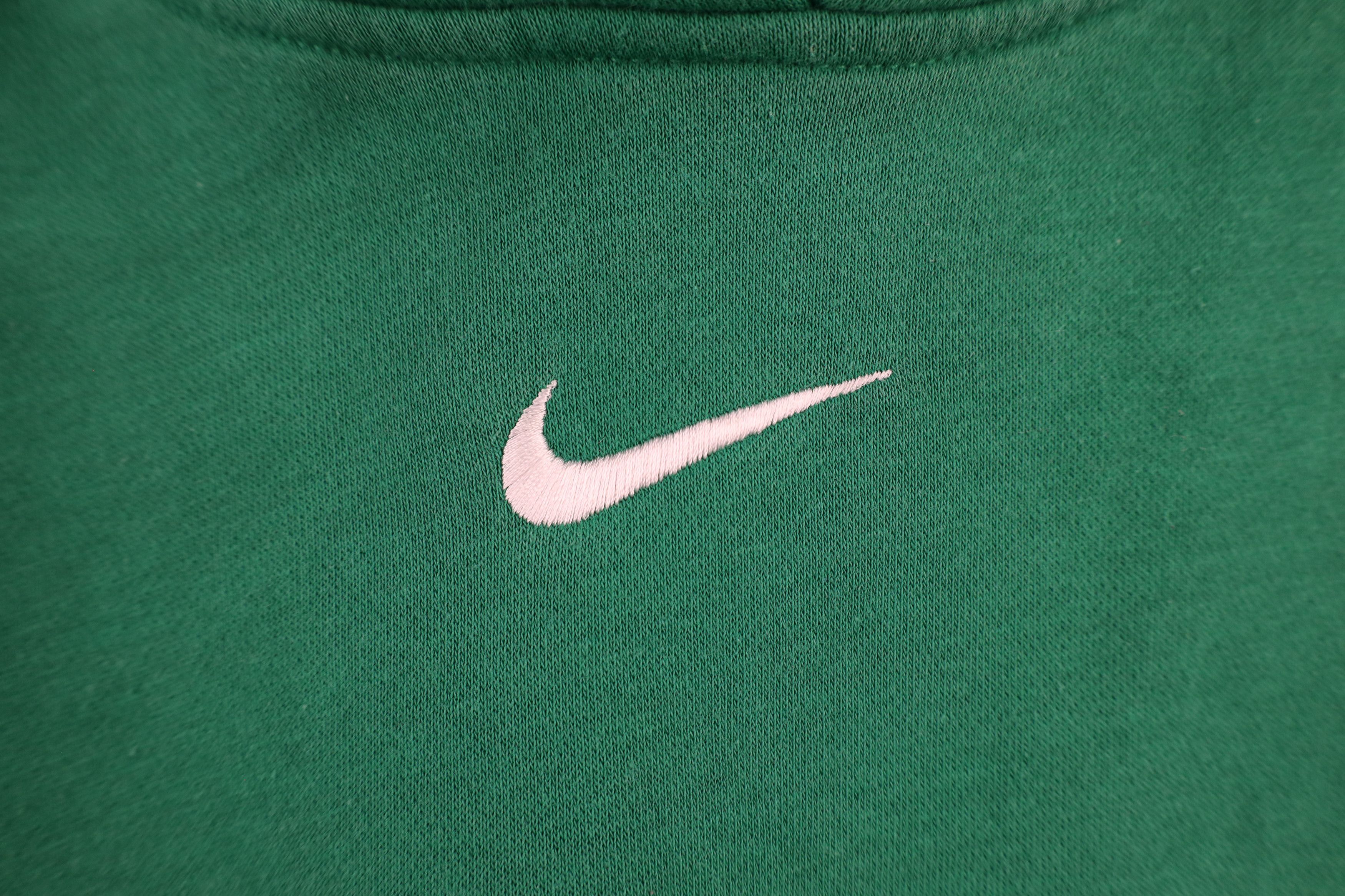 Nike × Vintage Vintage Nike Center Swoosh Cropped Oversized Hoodie Green Size XL / US 12-14 / IT 48-50 - 4 Thumbnail