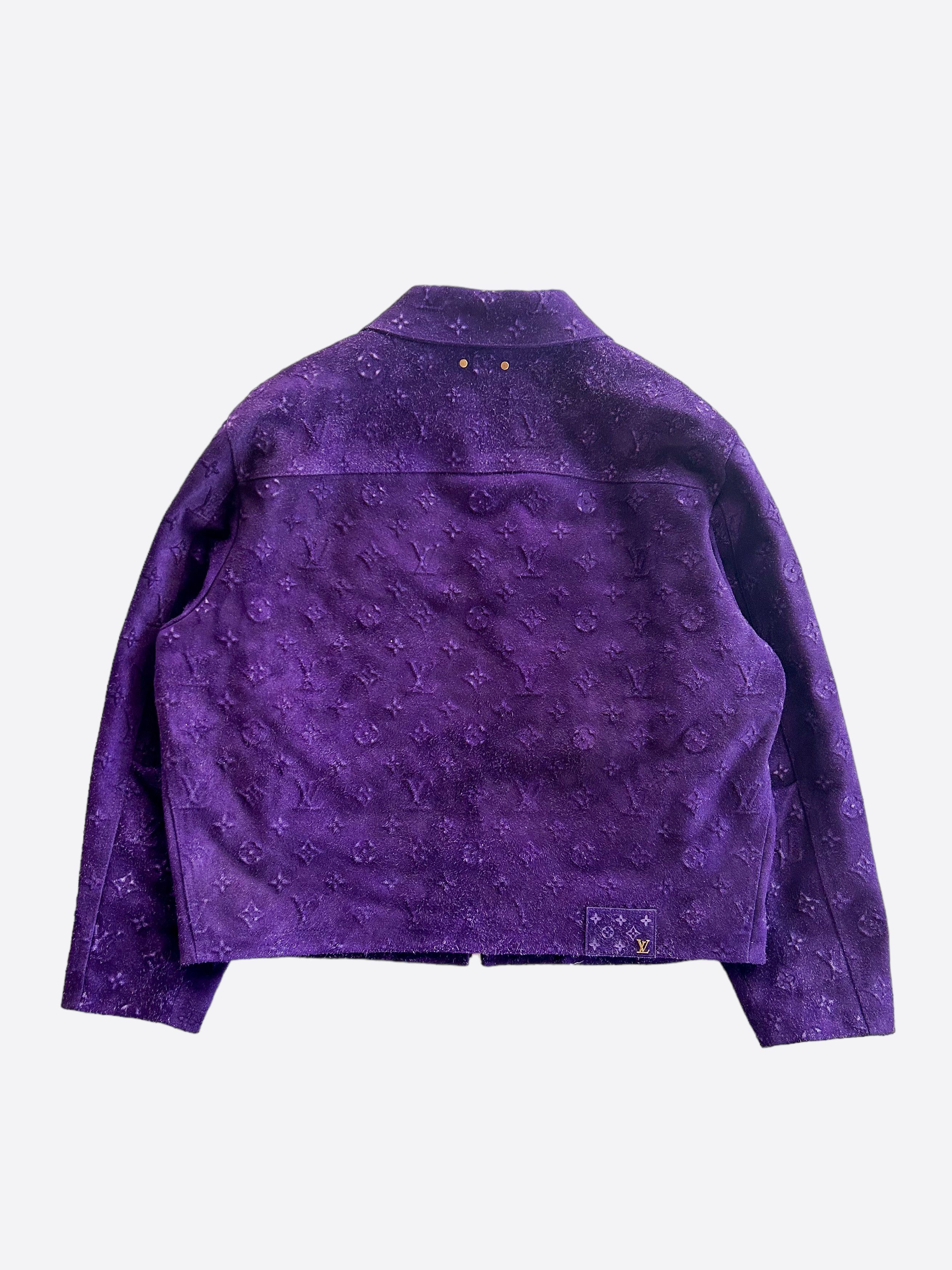 Louis Vuitton Louis Vuitton Purple Embossed Monogram Suede Workwear Jacket Size US XXL / EU 58 / 5 - 2 Thumbnail