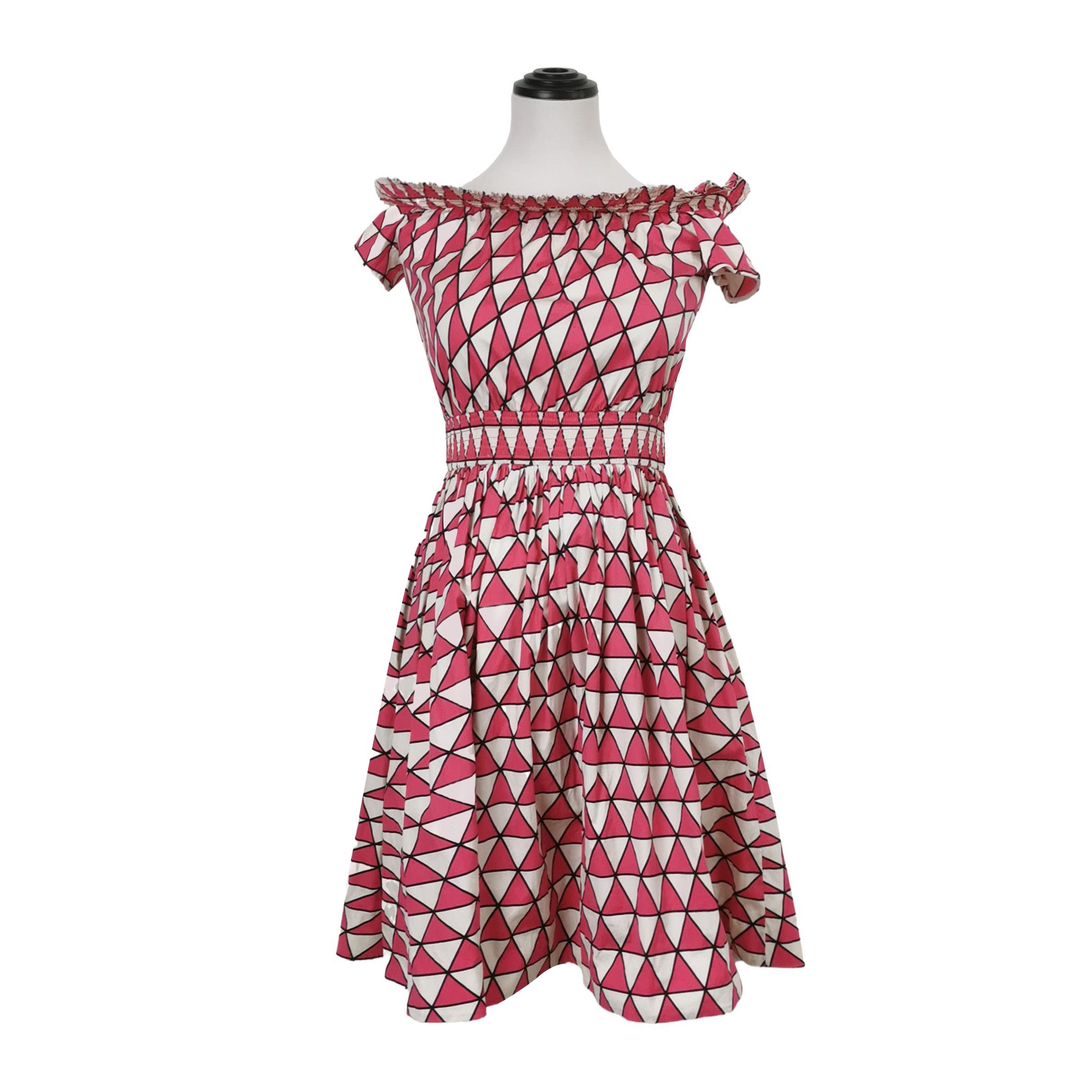 Prada Prada Off-Shoulder Triangle Print Dress - dmc Size L / US 10 / IT 46 - 1 Thumbnail