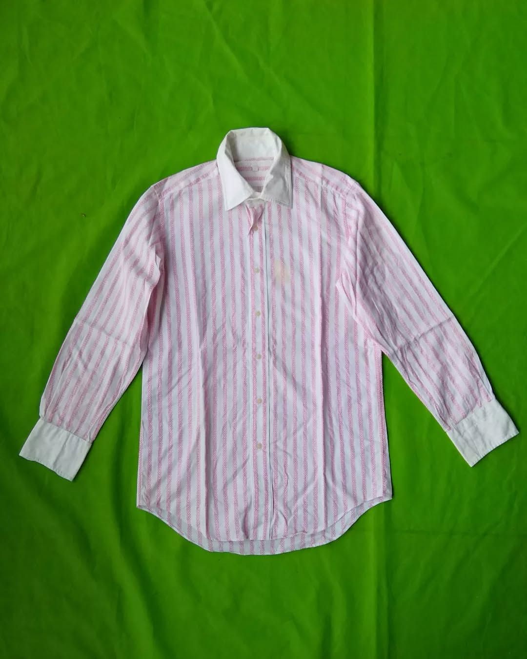 Japanese Brand × Other Male & Co Pink Striped Stained Shirt Size US M / EU 48-50 / 2 - 2 Thumbnail