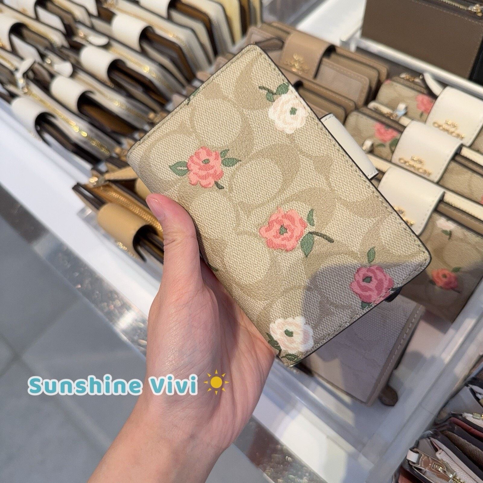 Coach NWT Coach Medium Corner Zip Wallet Floral Print CR968 Size ONE SIZE - 3 Thumbnail