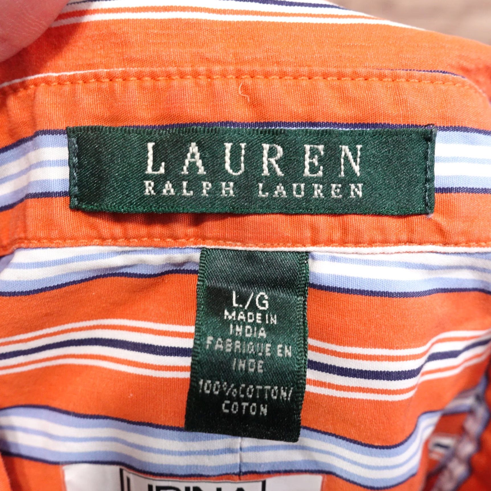 Ralph Lauren LAUREN RALPH LAUREN LONG SLEEVE ORANGE STRIPED BUTTON-UP SHIRT WOMENS SIZE L Size L / US 10 / IT 46 - 7 Thumbnail