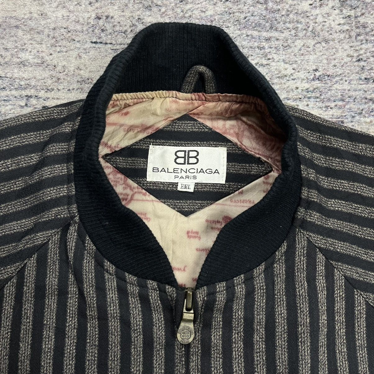 Balenciaga Vintage 90s Balenciaga stripe bomber jacket Size US L / EU 52-54 / 3 - 6 Thumbnail